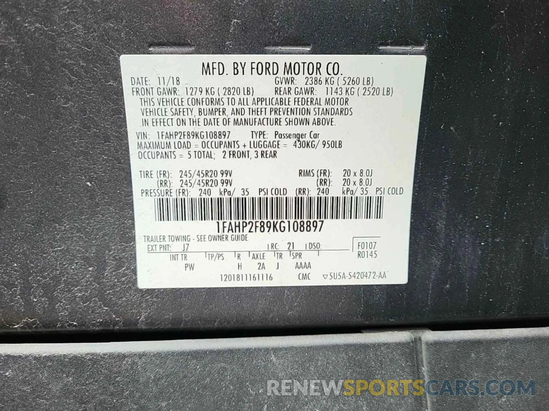 2 Photograph of a damaged car 1FAHP2F89KG108897 FORD TAURUS 2019