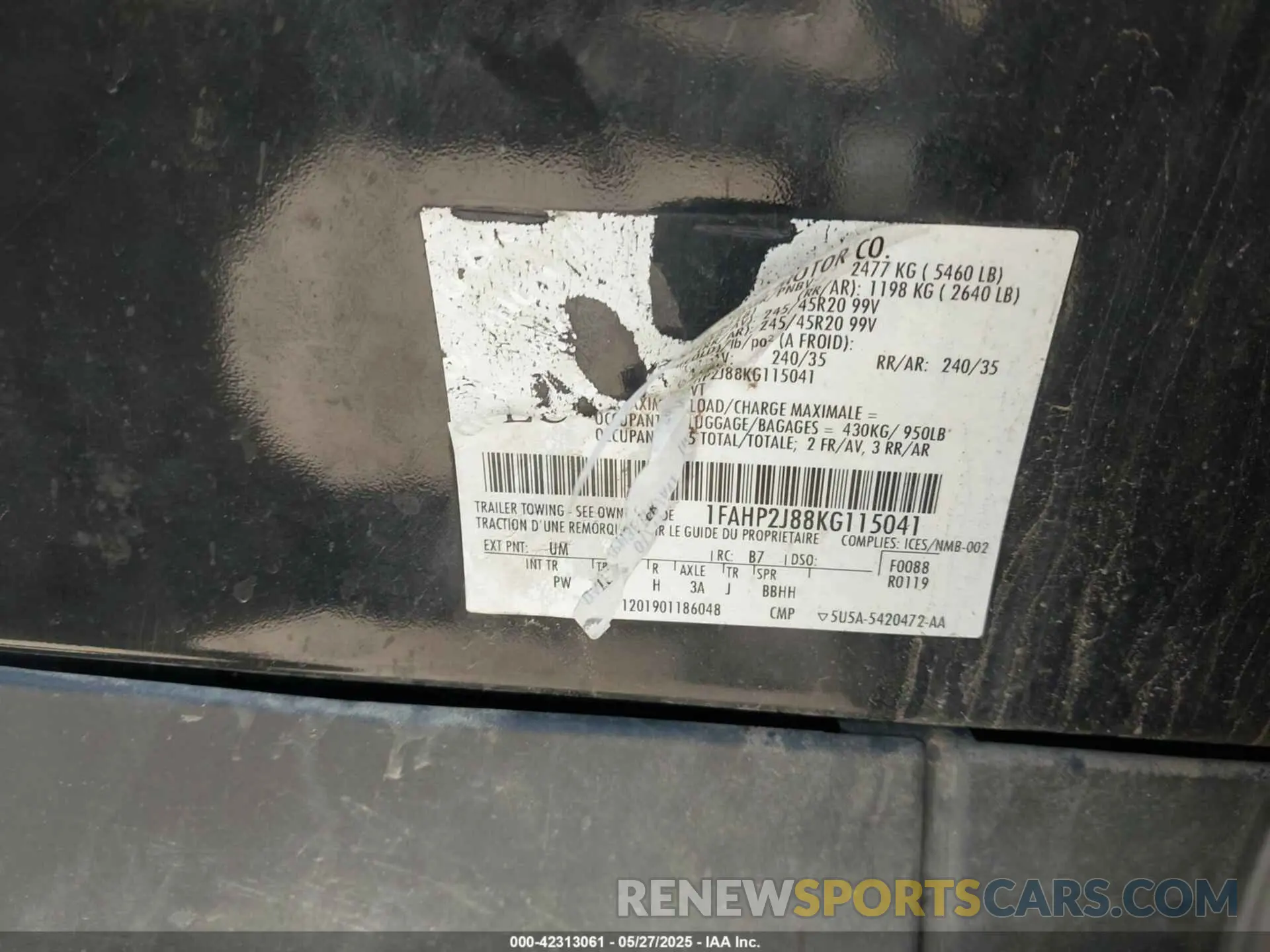 9 Photograph of a damaged car 1FAHP2J88KG115041 FORD TAURUS 2019