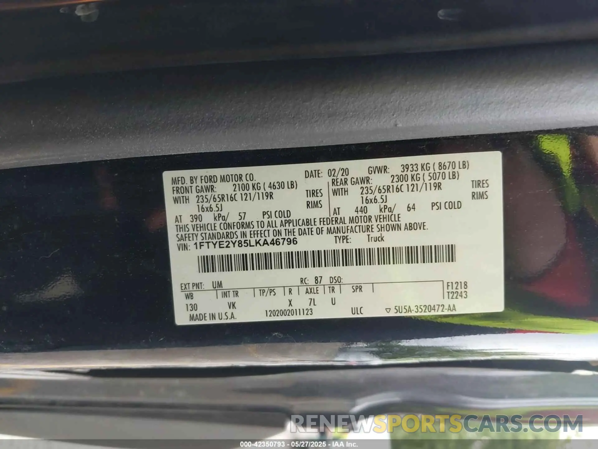 9 Photograph of a damaged car 1FTYE2Y85LKA46796 FORD TRANSIT-150 2020