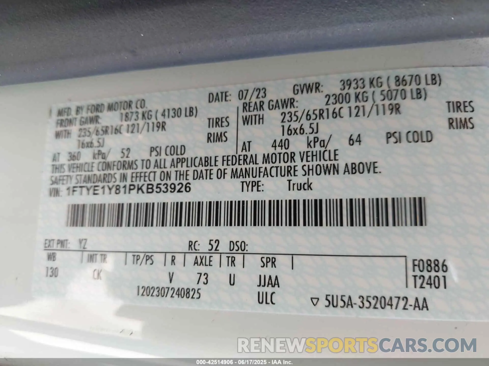9 Photograph of a damaged car 1FTYE1Y81PKB53926 FORD TRANSIT-150 2023