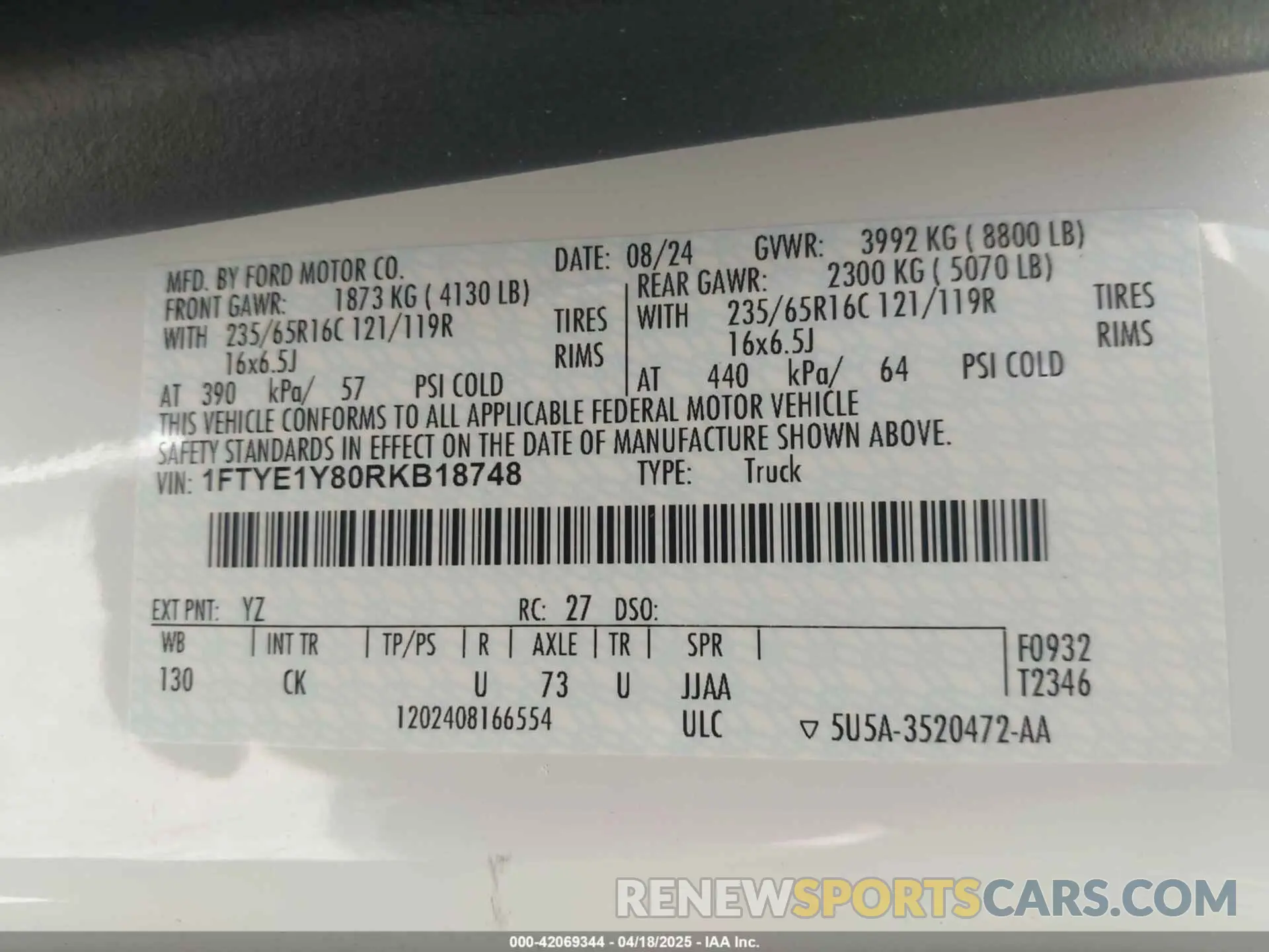 9 Photograph of a damaged car 1FTYE1Y80RKB18748 FORD TRANSIT-150 2024