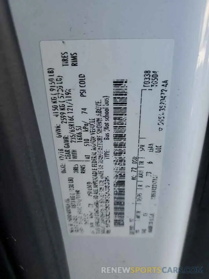 13 Photograph of a damaged car 1FBAX2CM9KKA36596 FORD TRANSIT 2019