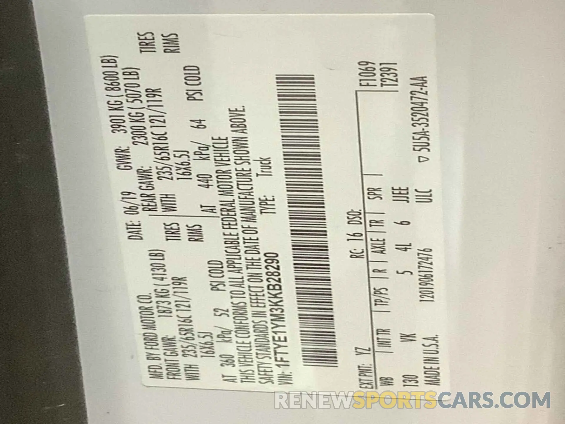 21 Photograph of a damaged car 1FTYE1YM3KKB28290 FORD TRANSIT 2019