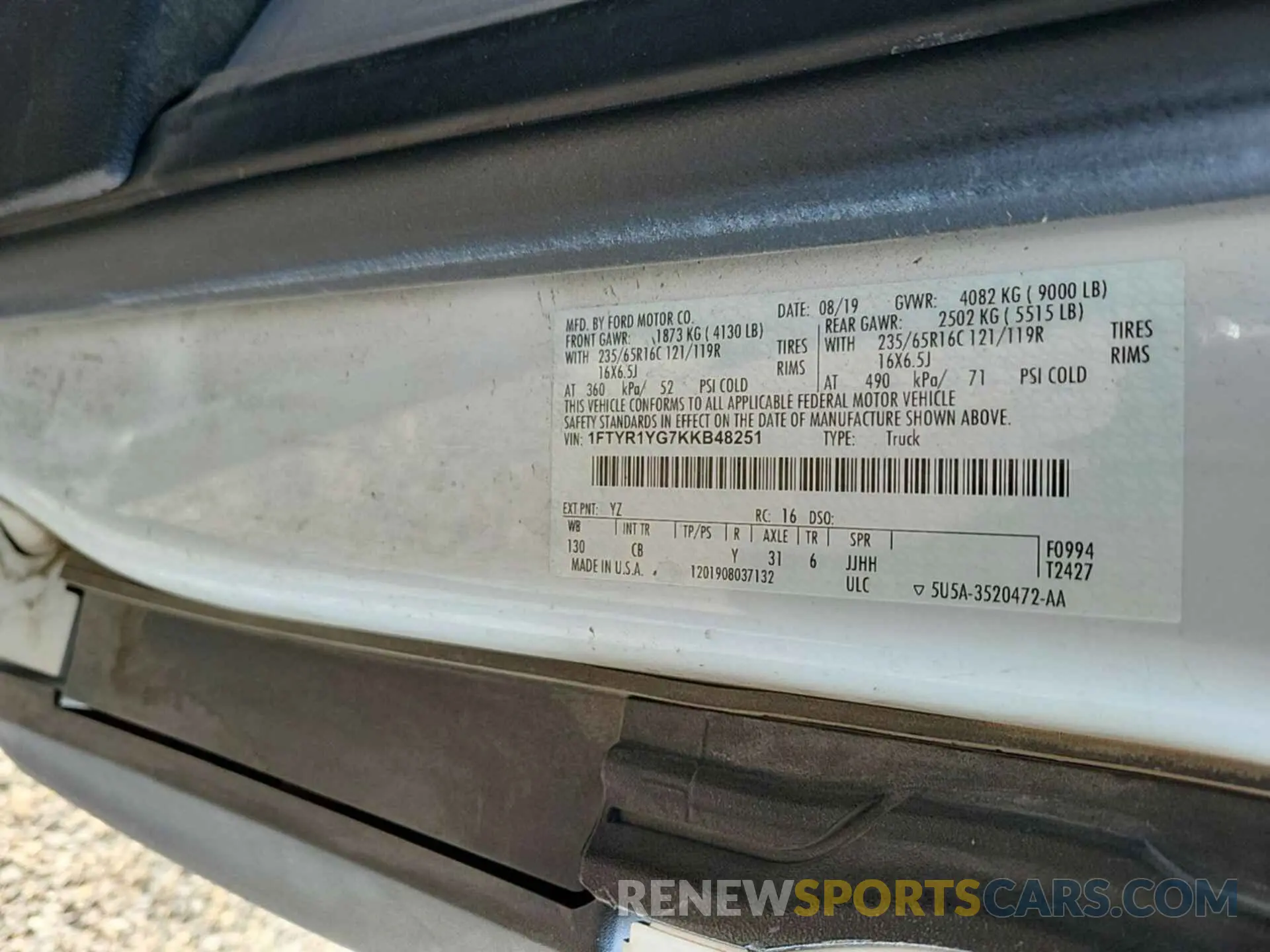 12 Photograph of a damaged car 1FTYR1YG7KKB48251 FORD TRANSIT 2019