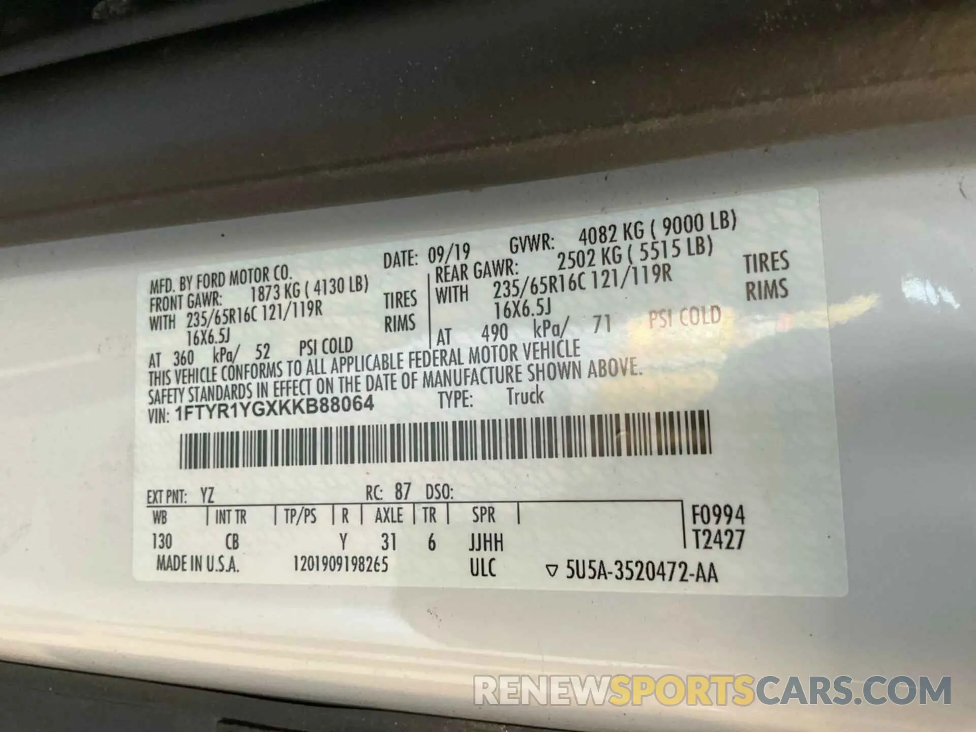26 Photograph of a damaged car 1FTYR1YGXKKB88064 FORD TRANSIT 2019