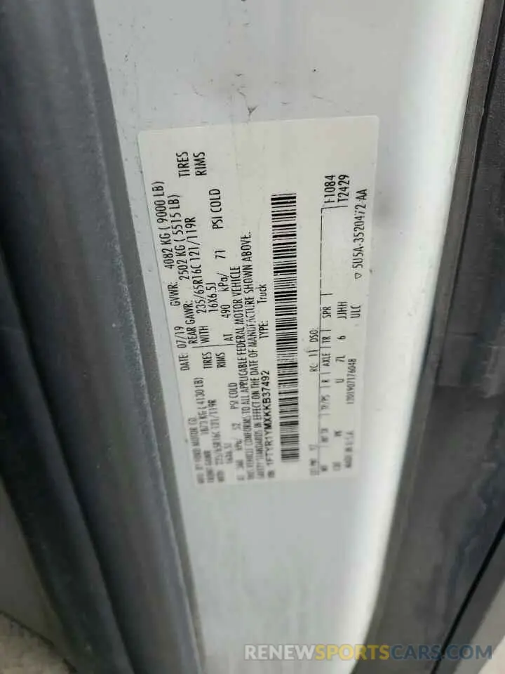 13 Photograph of a damaged car 1FTYR1YMXKKB37492 FORD TRANSIT 2019