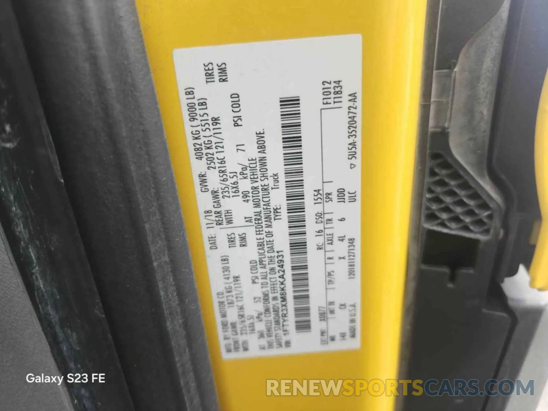 20 Photograph of a damaged car 1FTYR3XM8KKA24931 FORD TRANSIT 2019