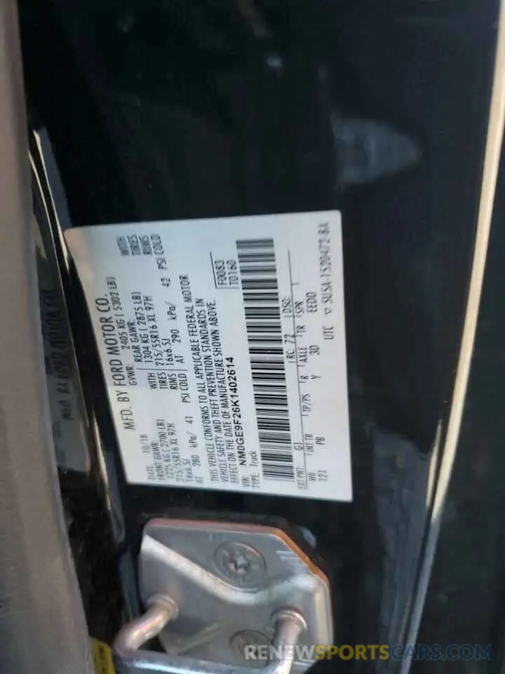 13 Photograph of a damaged car NM0GE9F26K1402614 FORD TRANSIT 2019