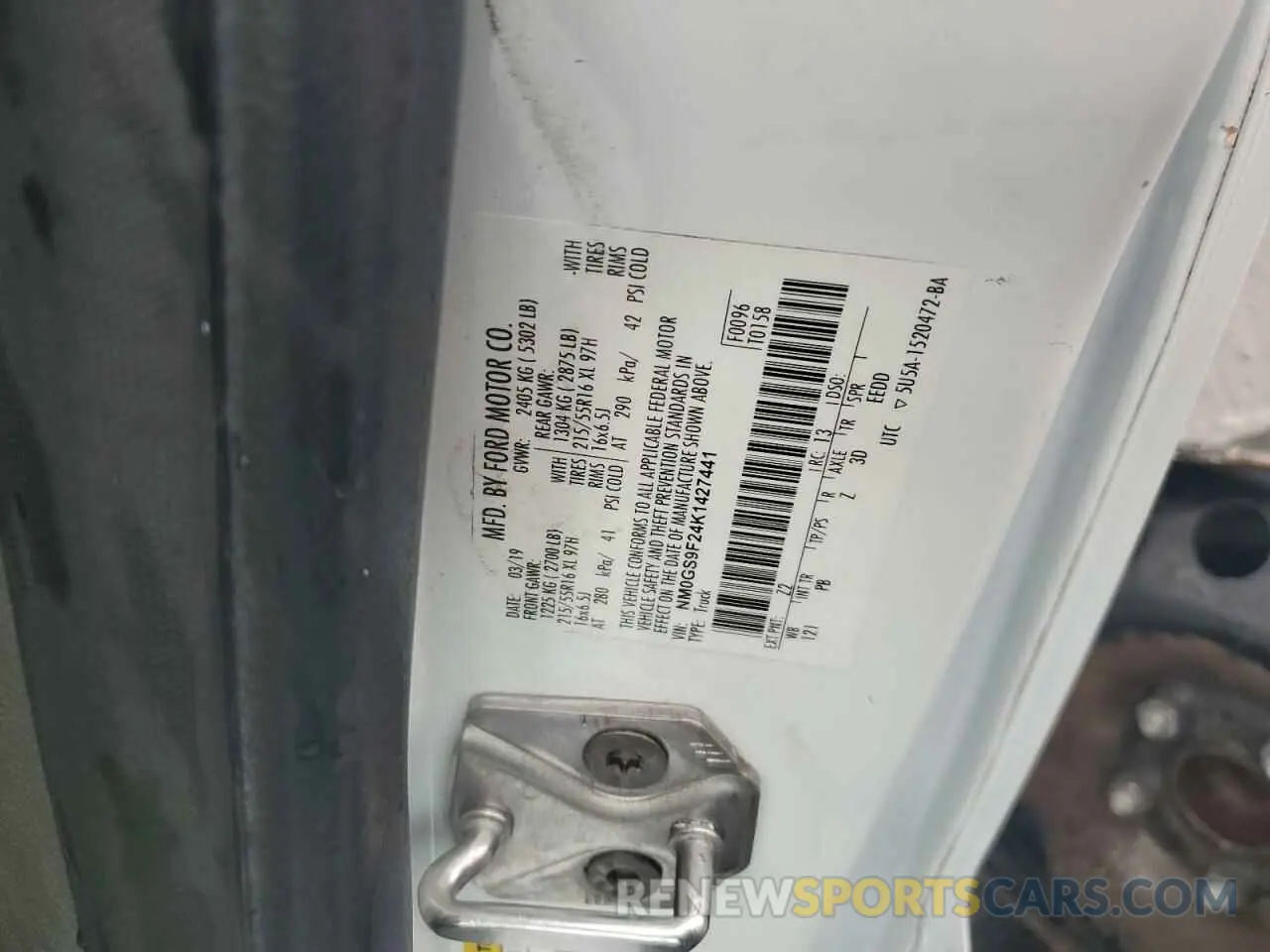 13 Photograph of a damaged car NM0GS9F24K1427441 FORD TRANSIT 2019