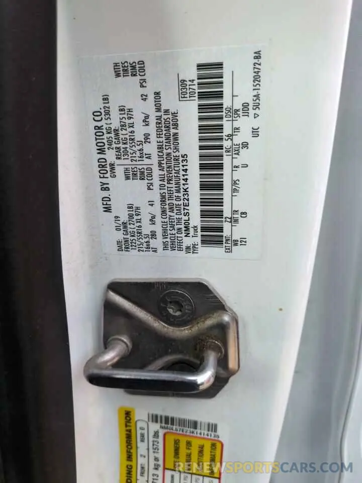 13 Photograph of a damaged car NM0LS7E23K1414135 FORD TRANSIT 2019