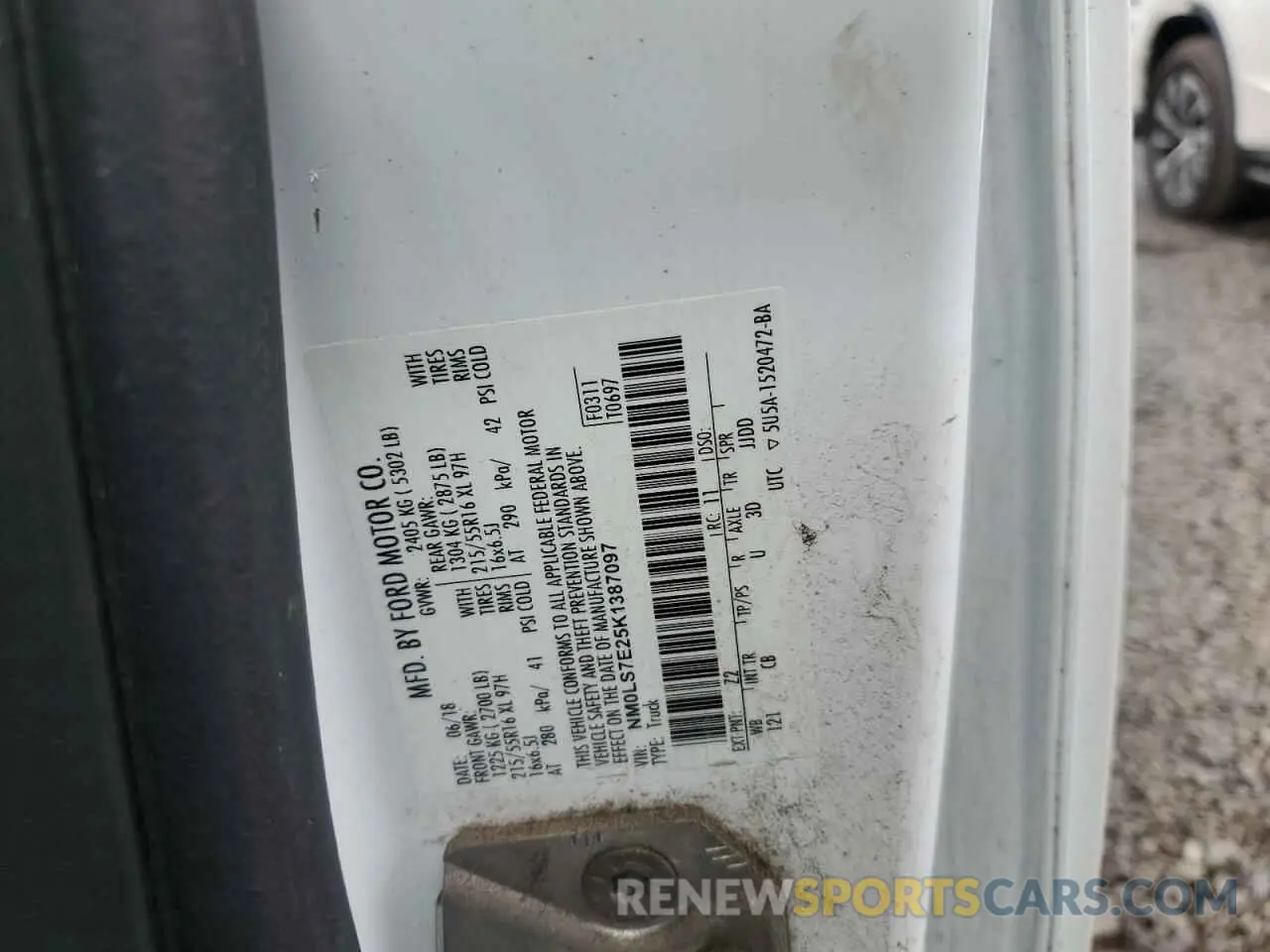 13 Photograph of a damaged car NM0LS7E25K1387097 FORD TRANSIT 2019
