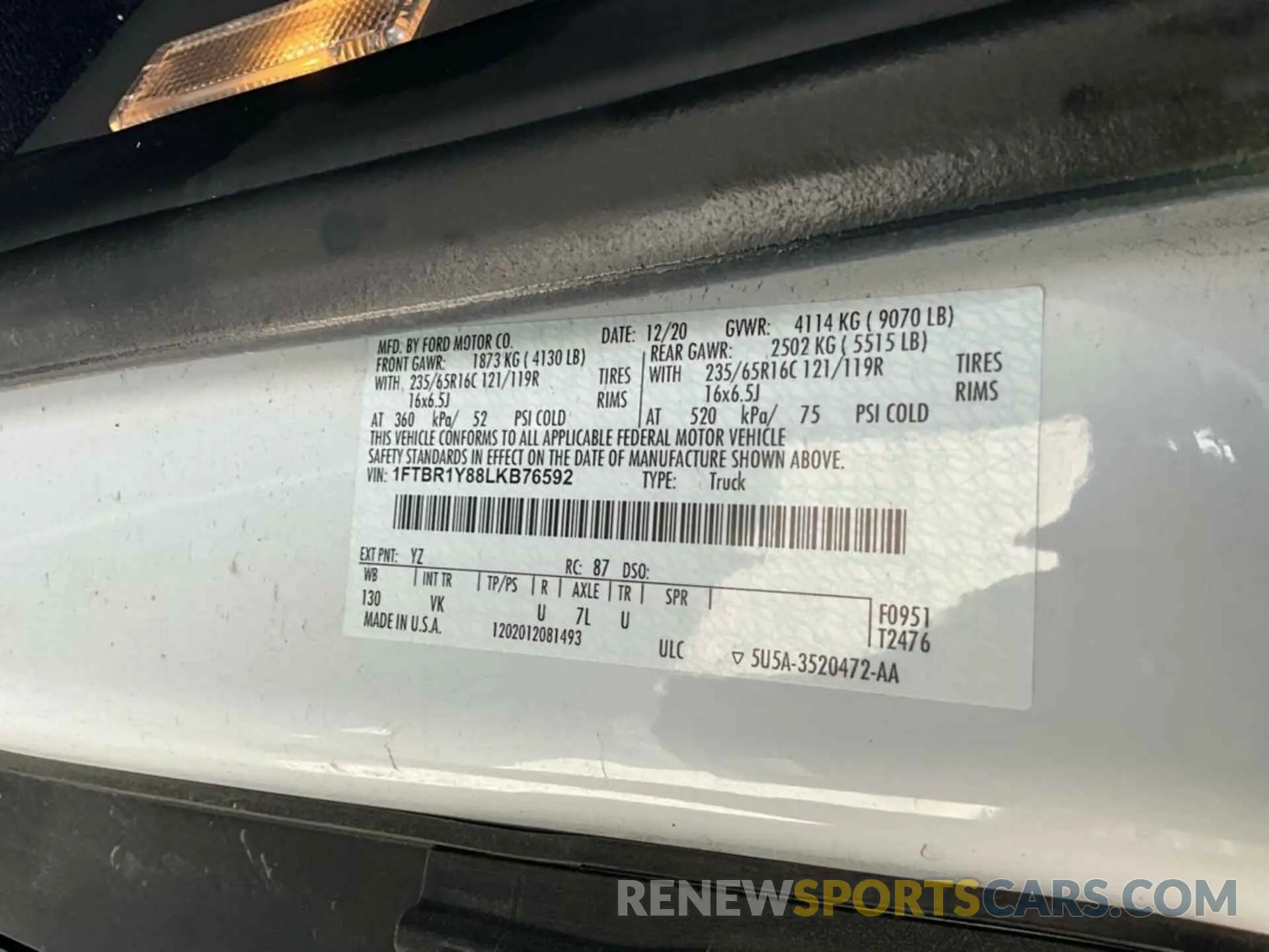 23 Photograph of a damaged car 1FTBR1Y88LKB76592 FORD TRANSIT 2020
