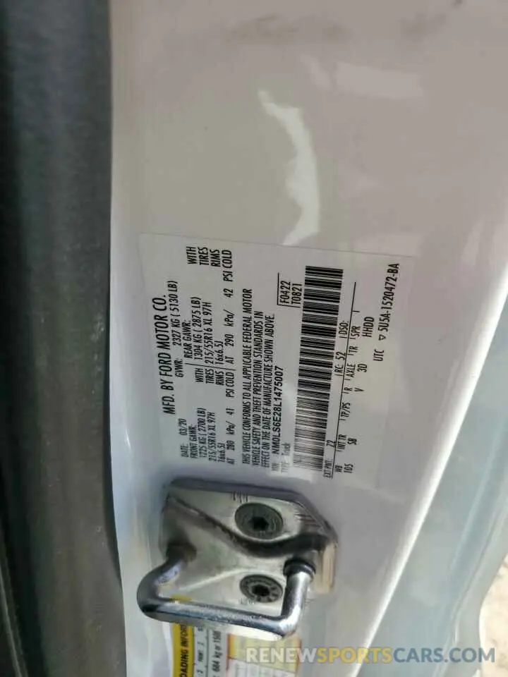 13 Photograph of a damaged car NM0LS6E28L1475007 FORD TRANSIT 2020