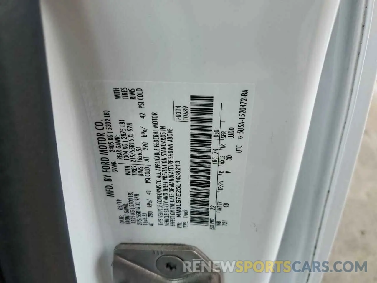 12 Photograph of a damaged car NM0LS7E25L1438213 FORD TRANSIT 2020