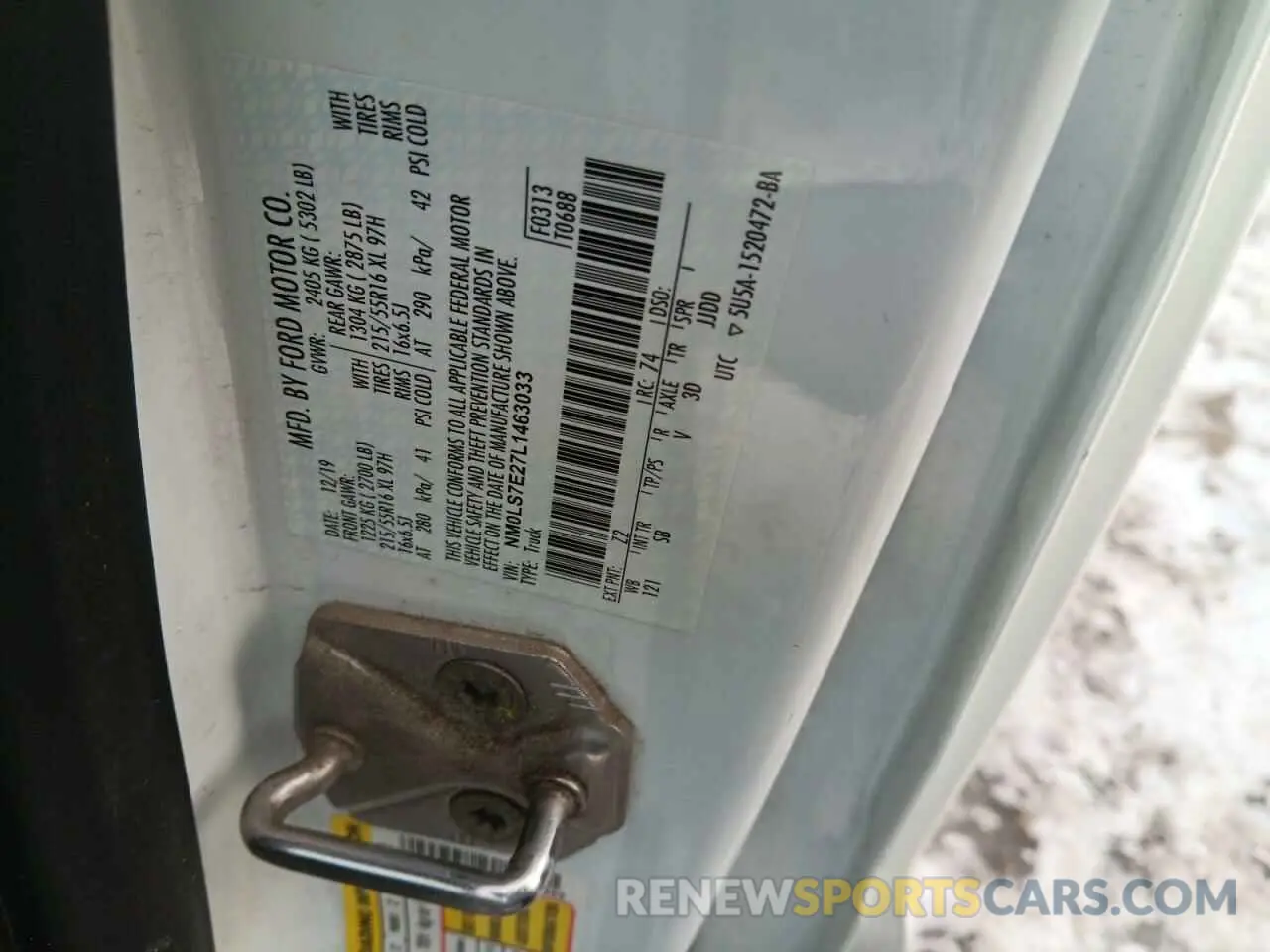 12 Photograph of a damaged car NM0LS7E27L1463033 FORD TRANSIT 2020
