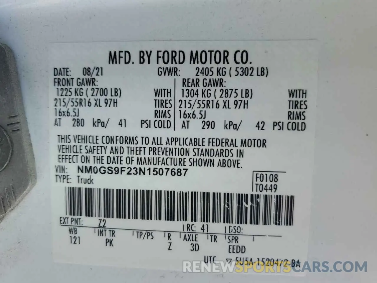 13 Photograph of a damaged car NM0GS9F23N1507687 FORD TRANSIT 2022