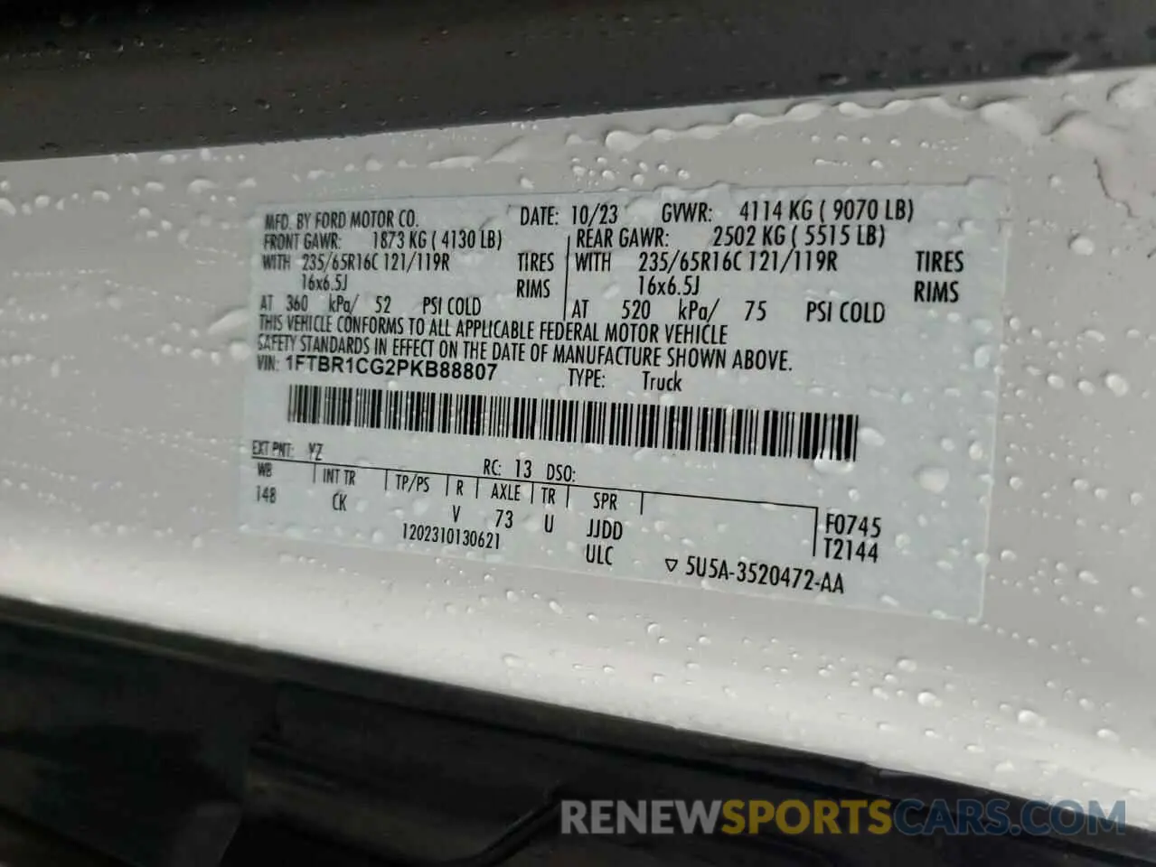 13 Photograph of a damaged car 1FTBR1CG2PKB88807 FORD TRANSIT 2023