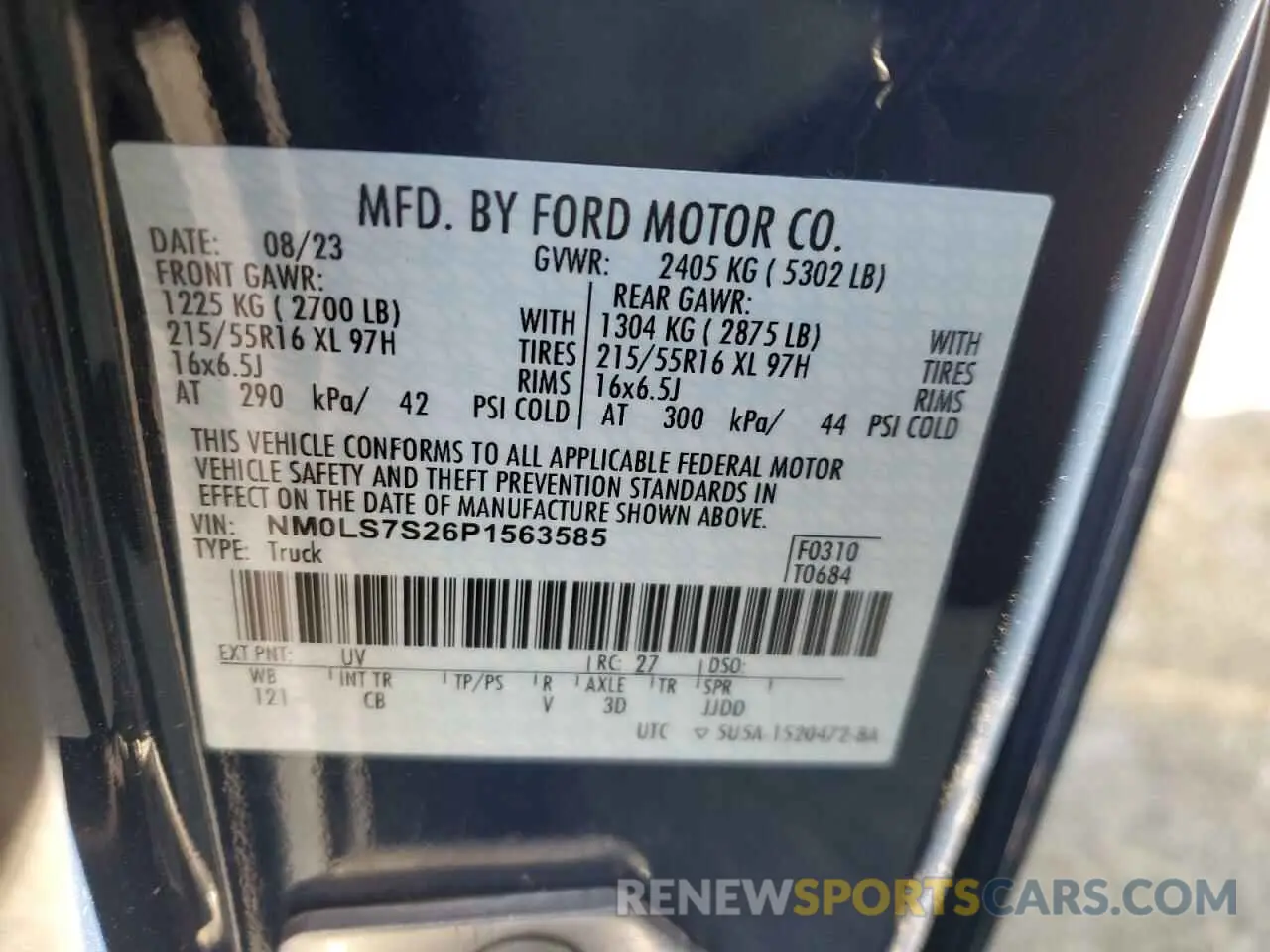 13 Photograph of a damaged car NM0LS7S26P1563585 FORD TRANSIT 2023