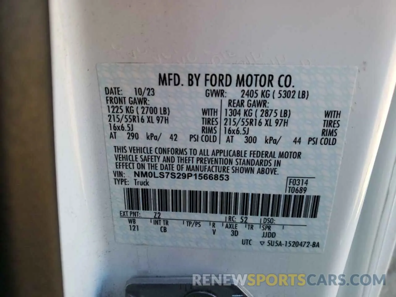 14 Photograph of a damaged car NM0LS7S29P1566853 FORD TRANSIT 2023