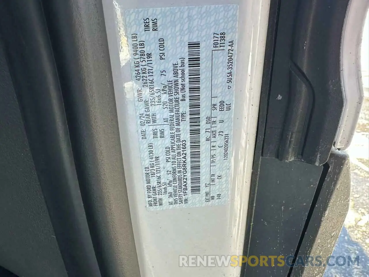 10 Photograph of a damaged car 1FBAX2YG8RKA21603 FORD TRANSIT 2024