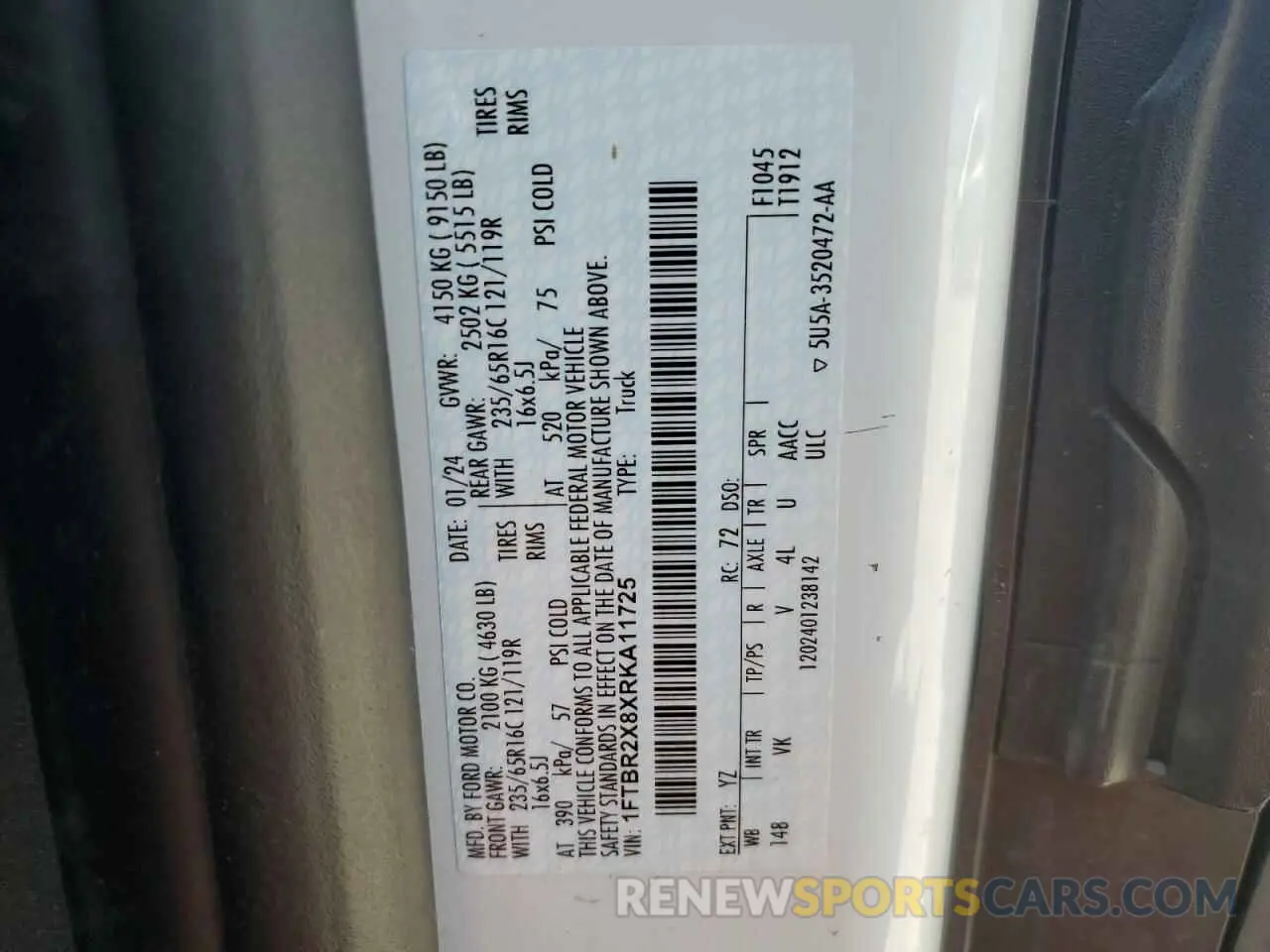 13 Photograph of a damaged car 1FTBR2X8XRKA11725 FORD TRANSIT 2024