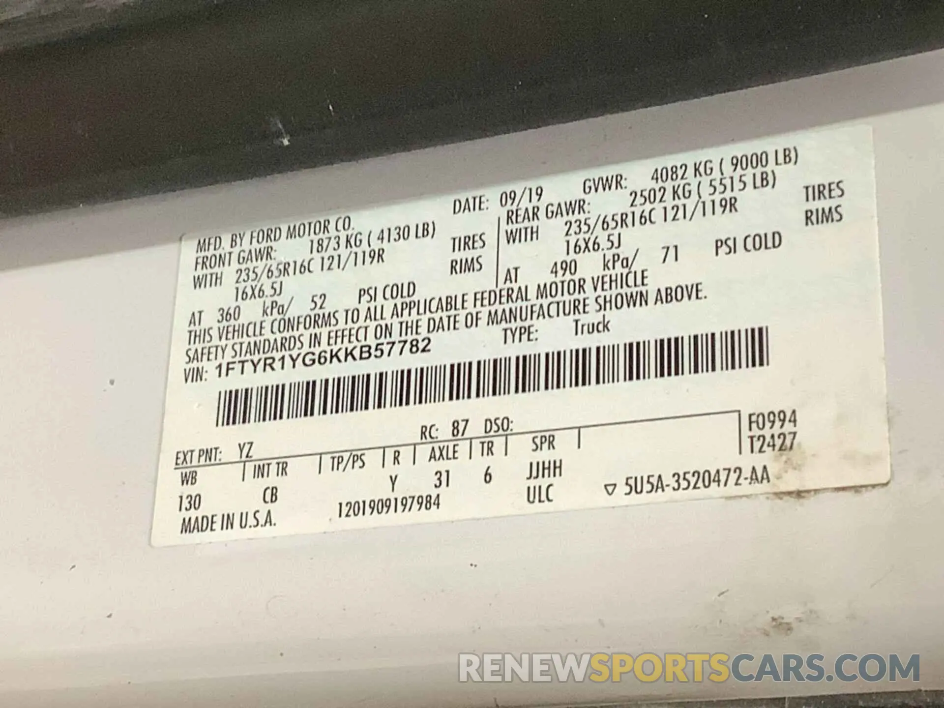 35 Photograph of a damaged car 1FTYR1YG6KKB57782 FORD TRANSIT-250 2019