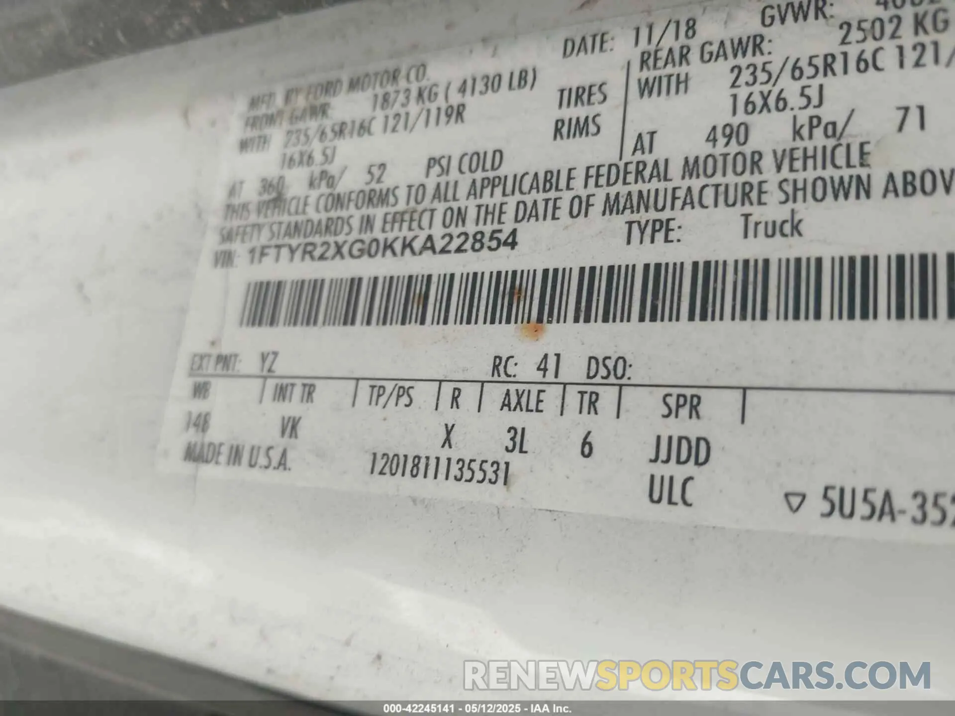 9 Photograph of a damaged car 1FTYR2XG0KKA22854 FORD TRANSIT-250 2019