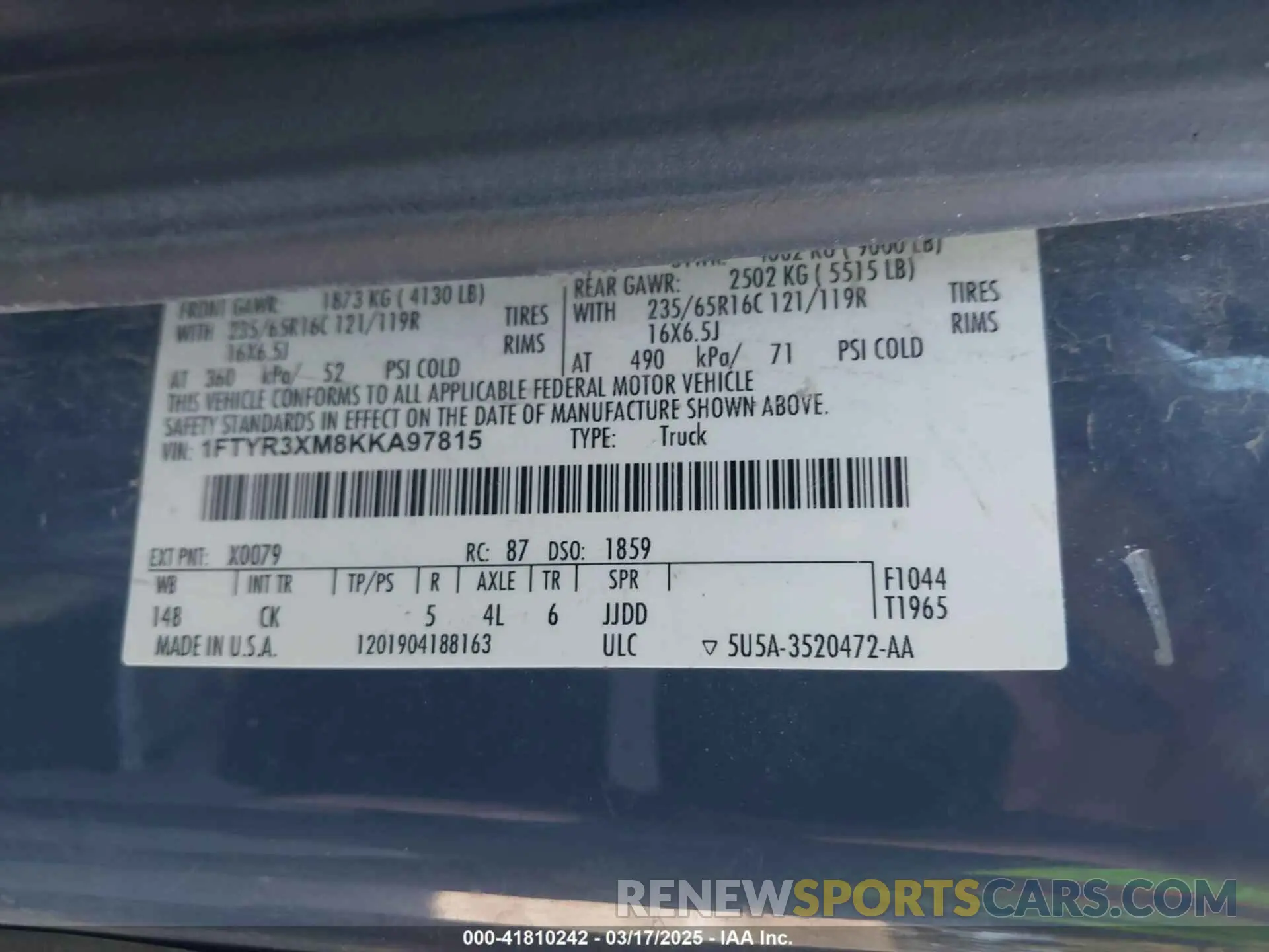 9 Photograph of a damaged car 1FTYR3XM8KKA97815 FORD TRANSIT-250 2019