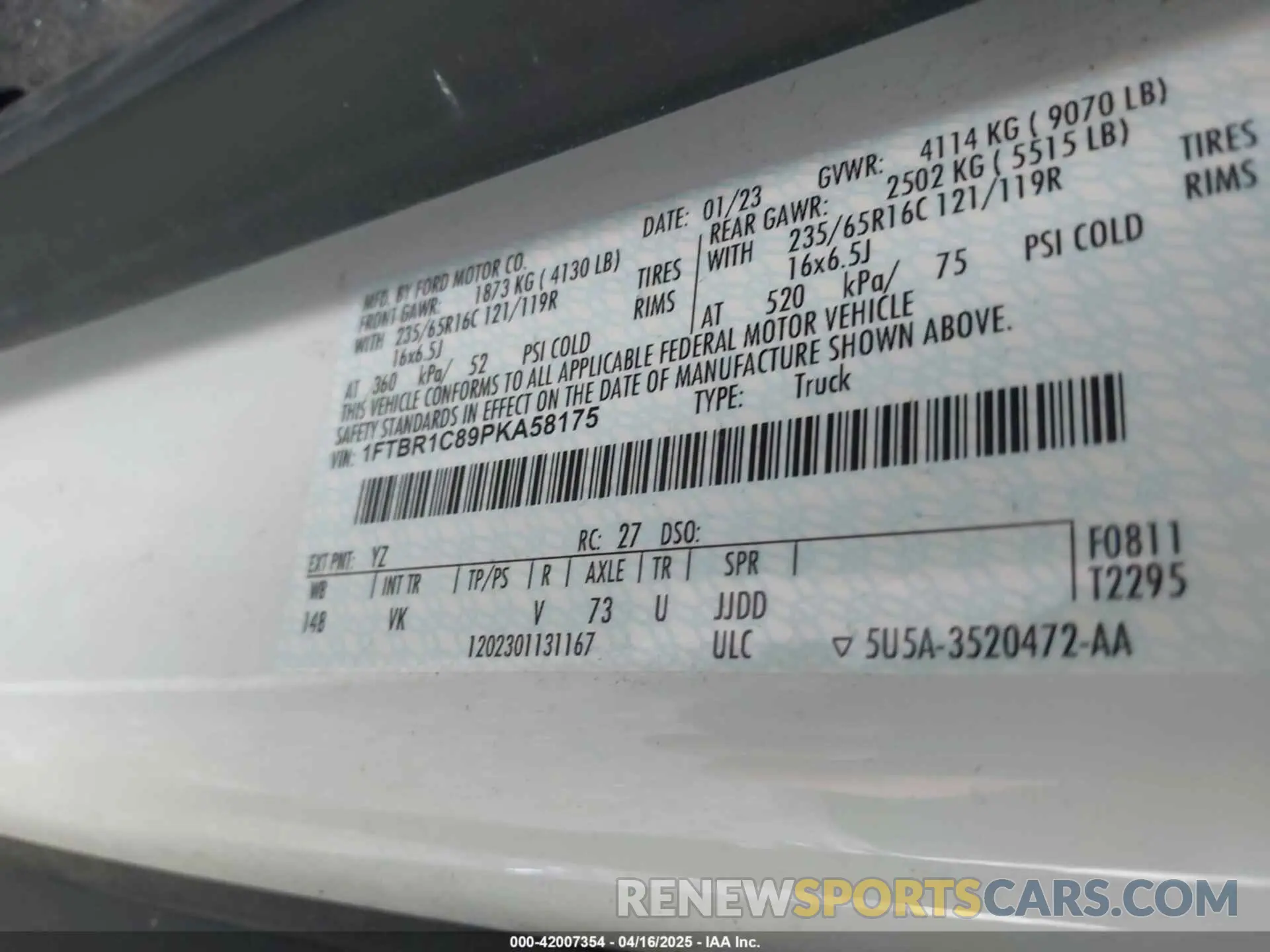 9 Photograph of a damaged car 1FTBR1C89PKA58175 FORD TRANSIT-250 2023