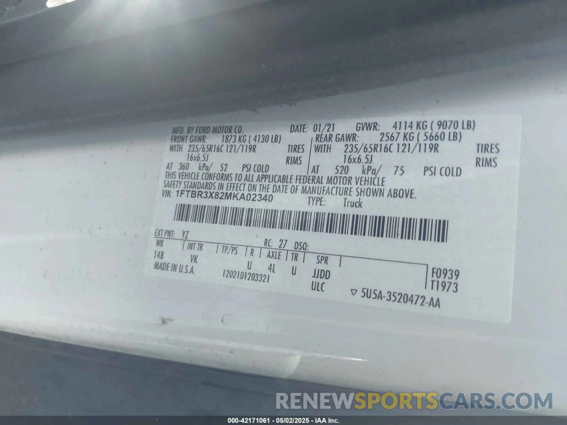 9 Photograph of a damaged car 1FTBR3X82MKA02340 FORD TRANSIT-250 CARGO VAN 2021