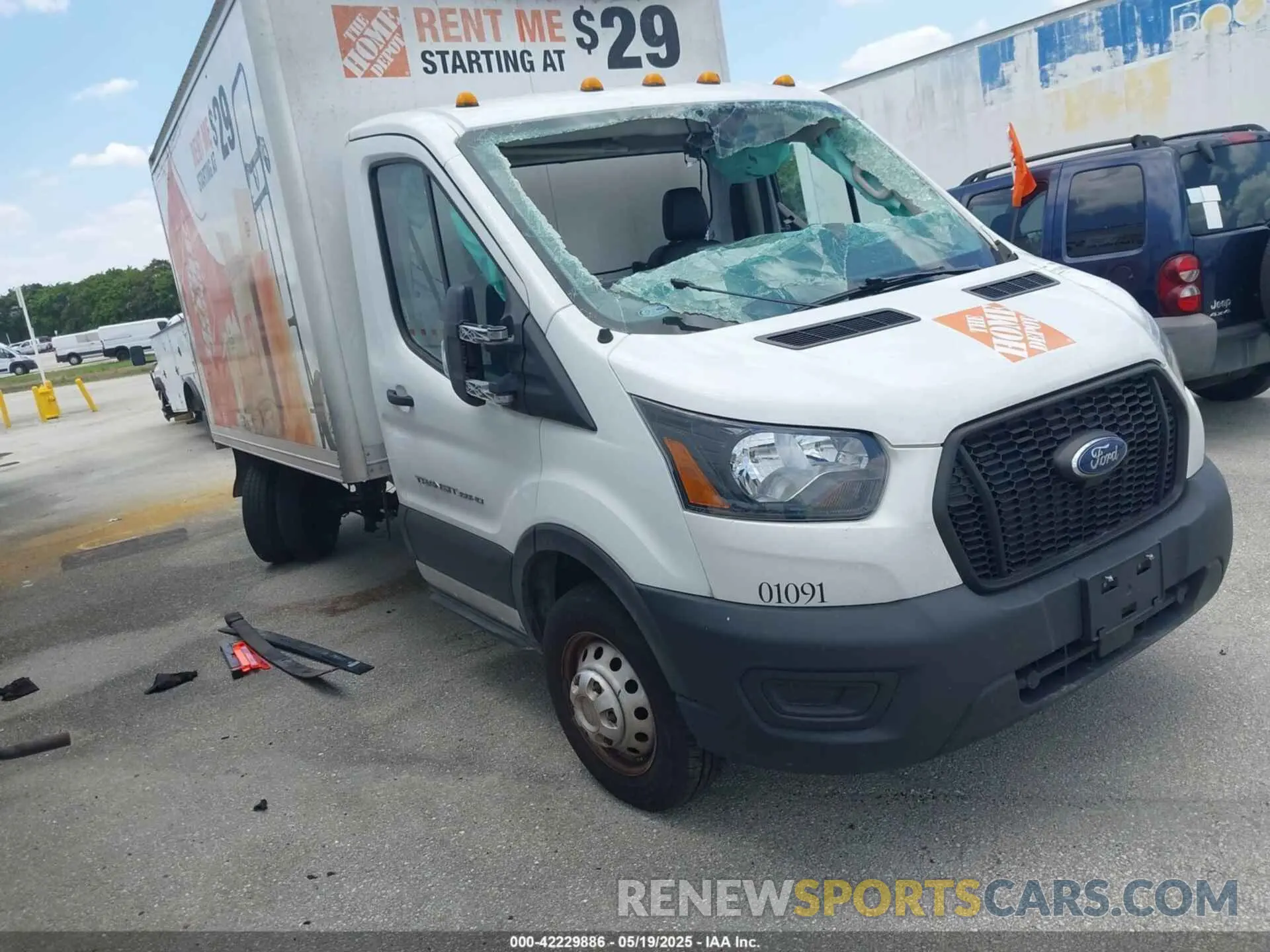 1 Photograph of a damaged car 1FDBF6Z87MKA43002 FORD TRANSIT-350 CAB 2021