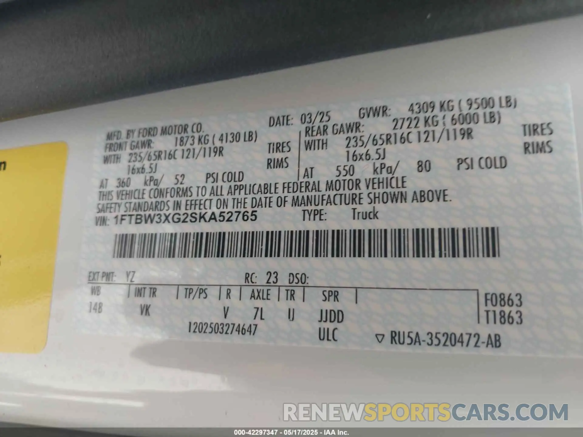 9 Photograph of a damaged car 1FTBW3XG2SKA52765 FORD TRANSIT-350 CARGO VAN 2025