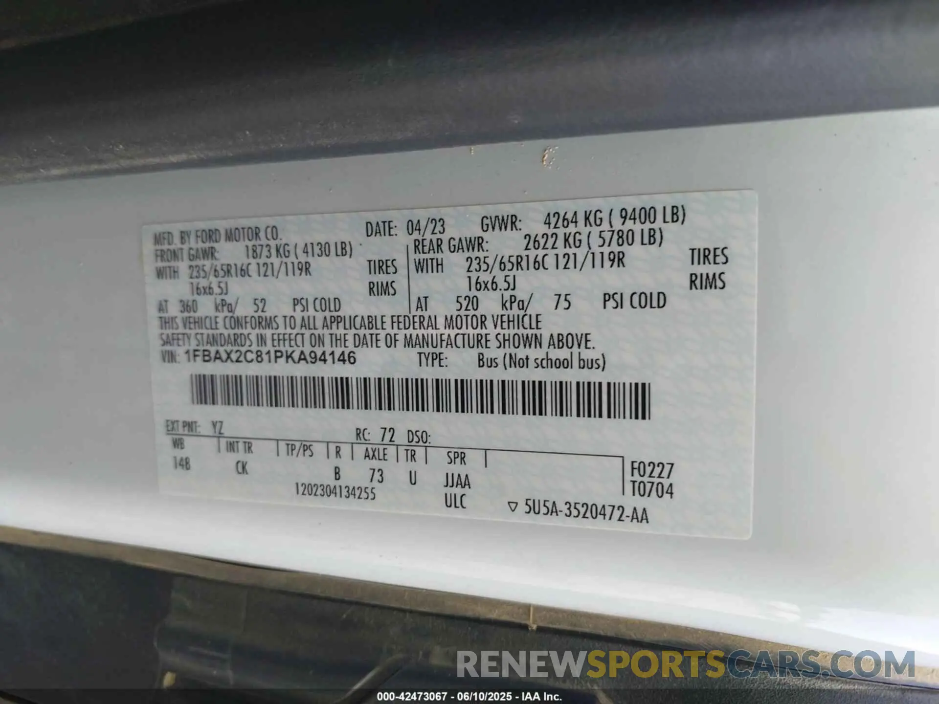 9 Photograph of a damaged car 1FBAX2C81PKA94146 FORD TRANSIT-350 PASSENGER VAN 2023