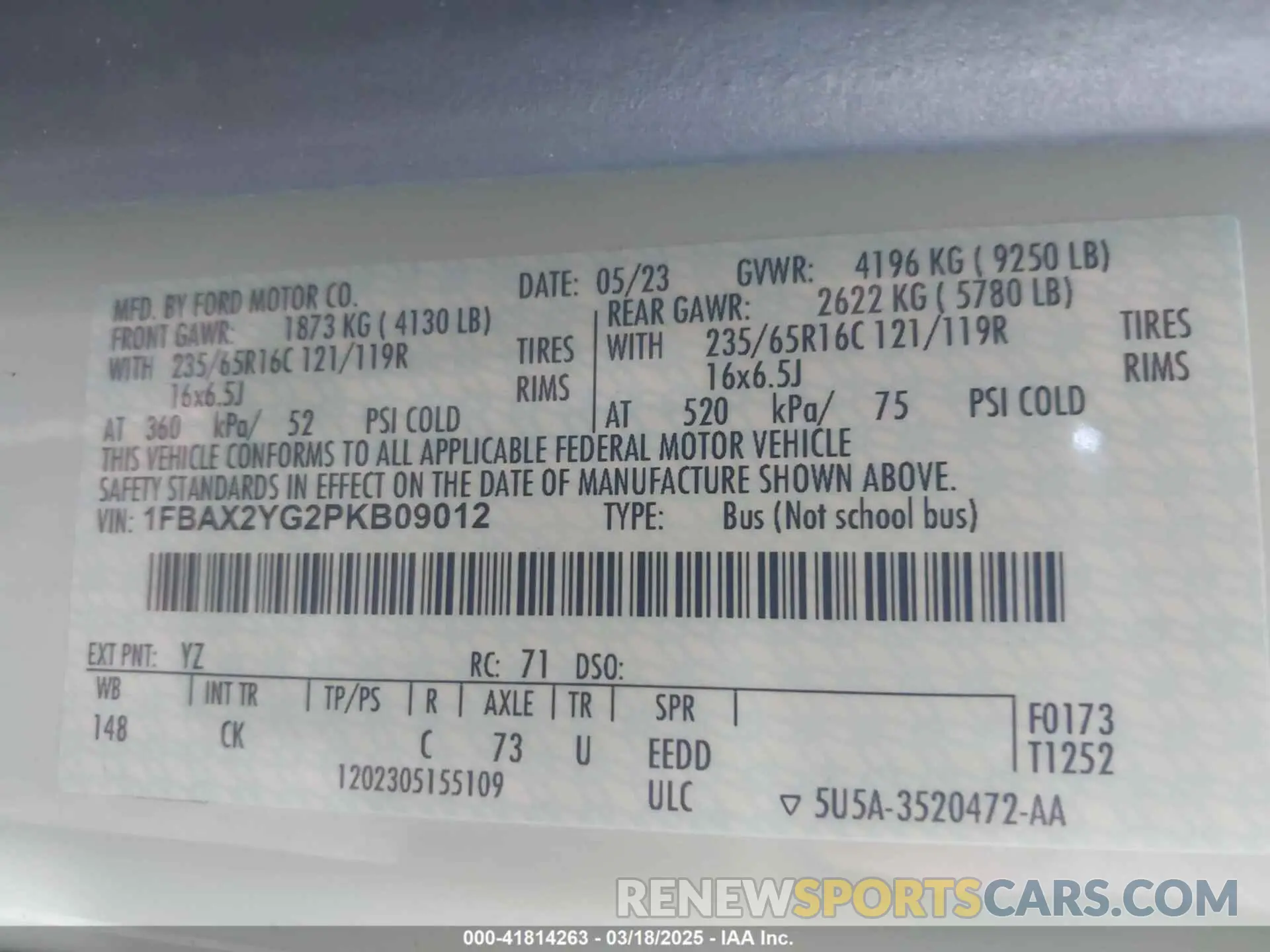 9 Photograph of a damaged car 1FBAX2YG2PKB09012 FORD TRANSIT-350 PASSENGER VAN 2023