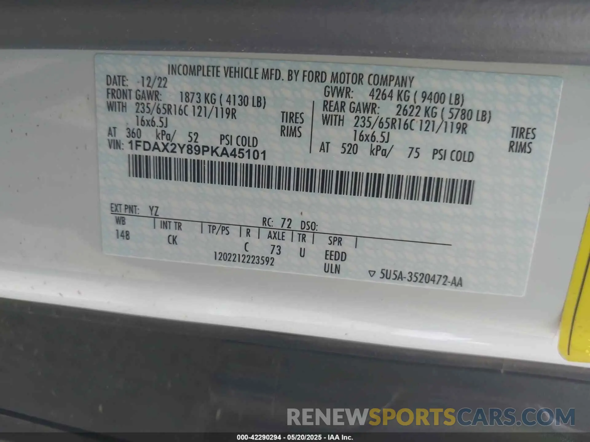 9 Photograph of a damaged car 1FDAX2Y89PKA45101 FORD TRANSIT-350 PASSENGER VAN 2023