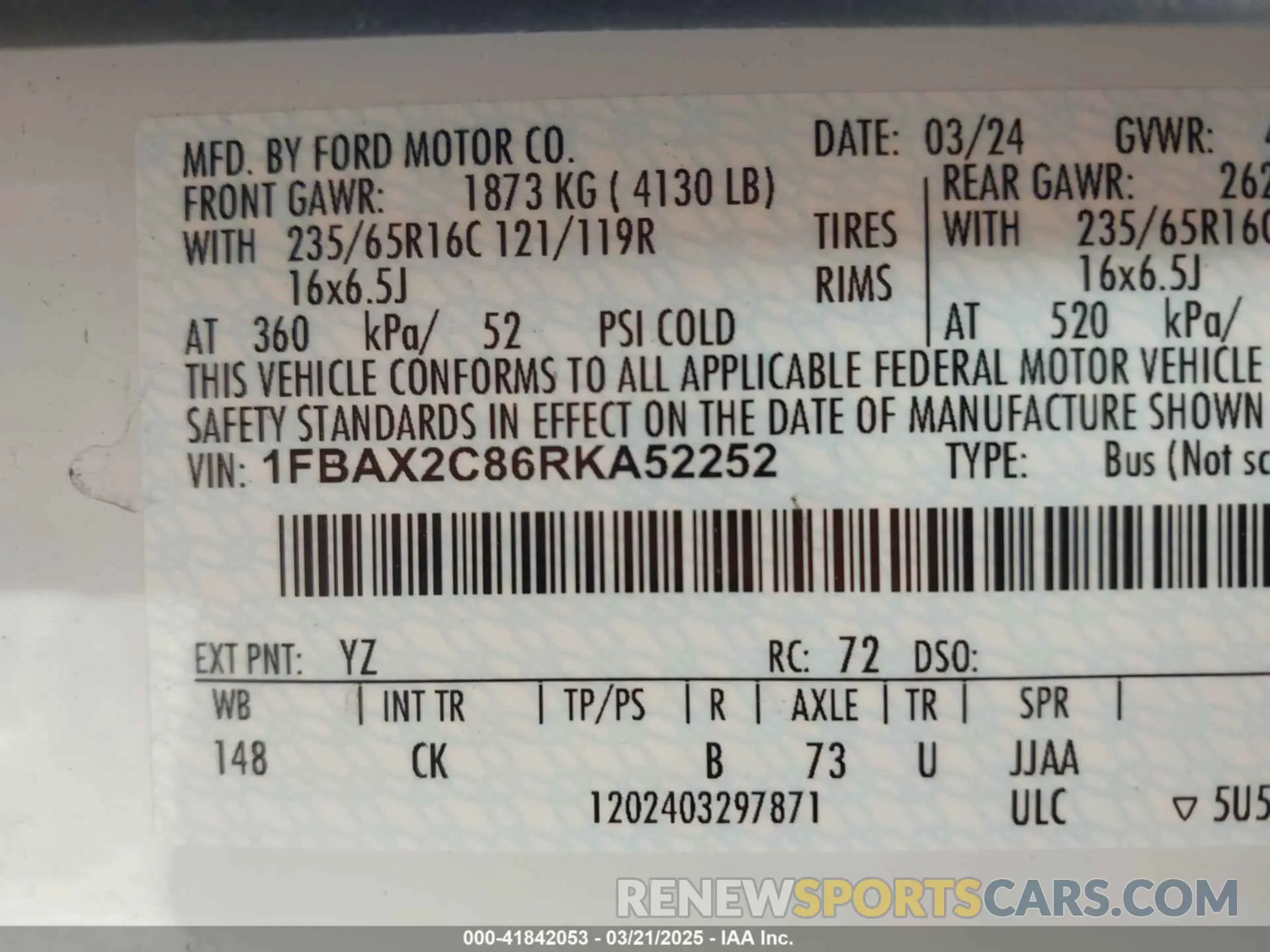 9 Photograph of a damaged car 1FBAX2C86RKA52252 FORD TRANSIT-350 PASSENGER VAN 2024