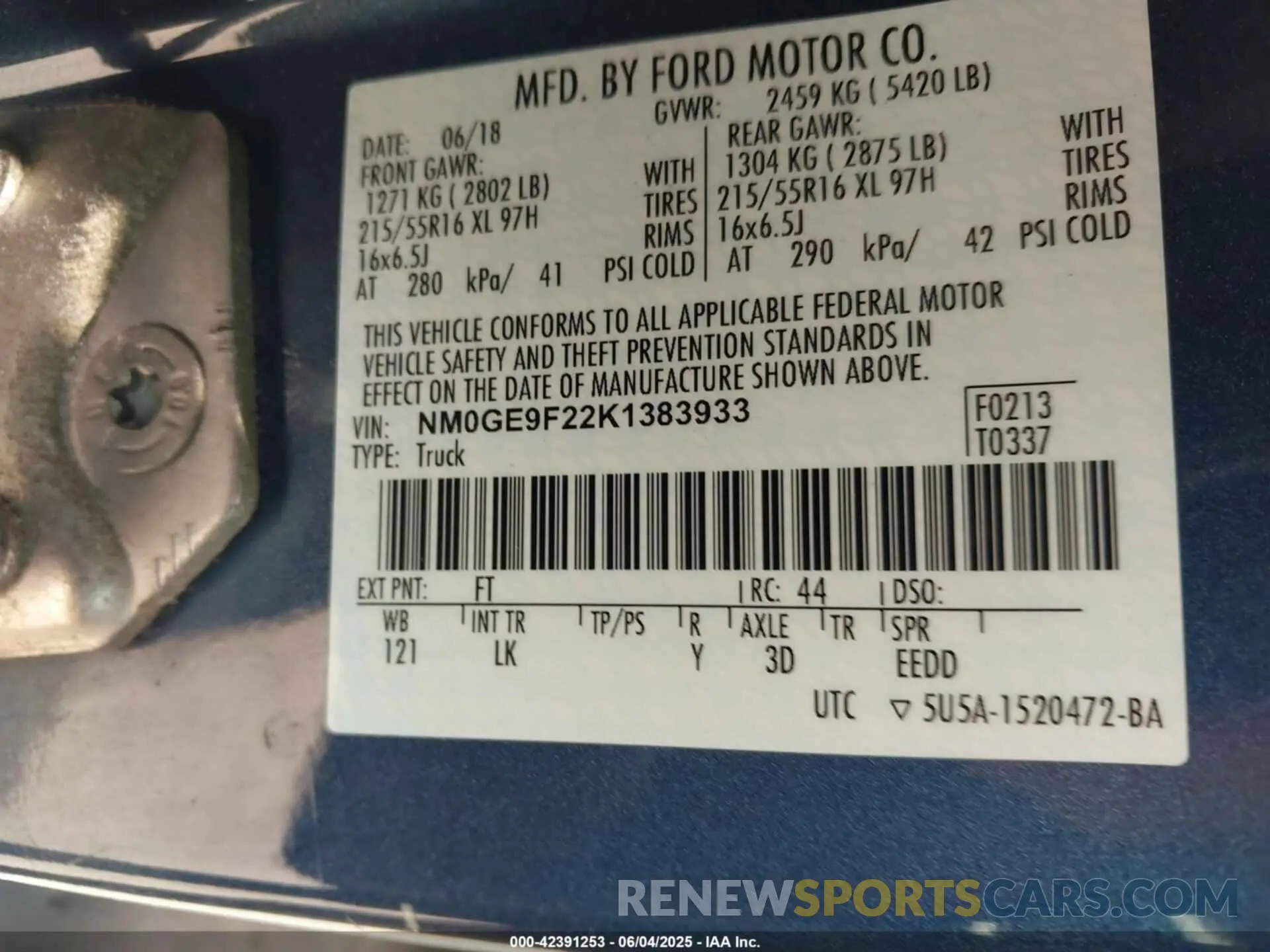 9 Photograph of a damaged car NM0GE9F22K1383933 FORD TRANSIT CONNECT 2019
