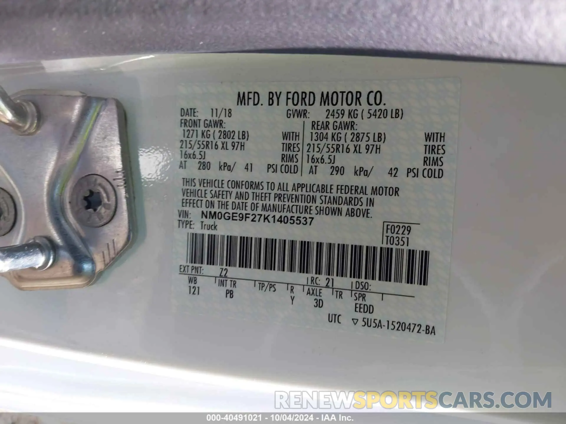 9 Photograph of a damaged car NM0GE9F27K1405537 FORD TRANSIT CONNECT 2019