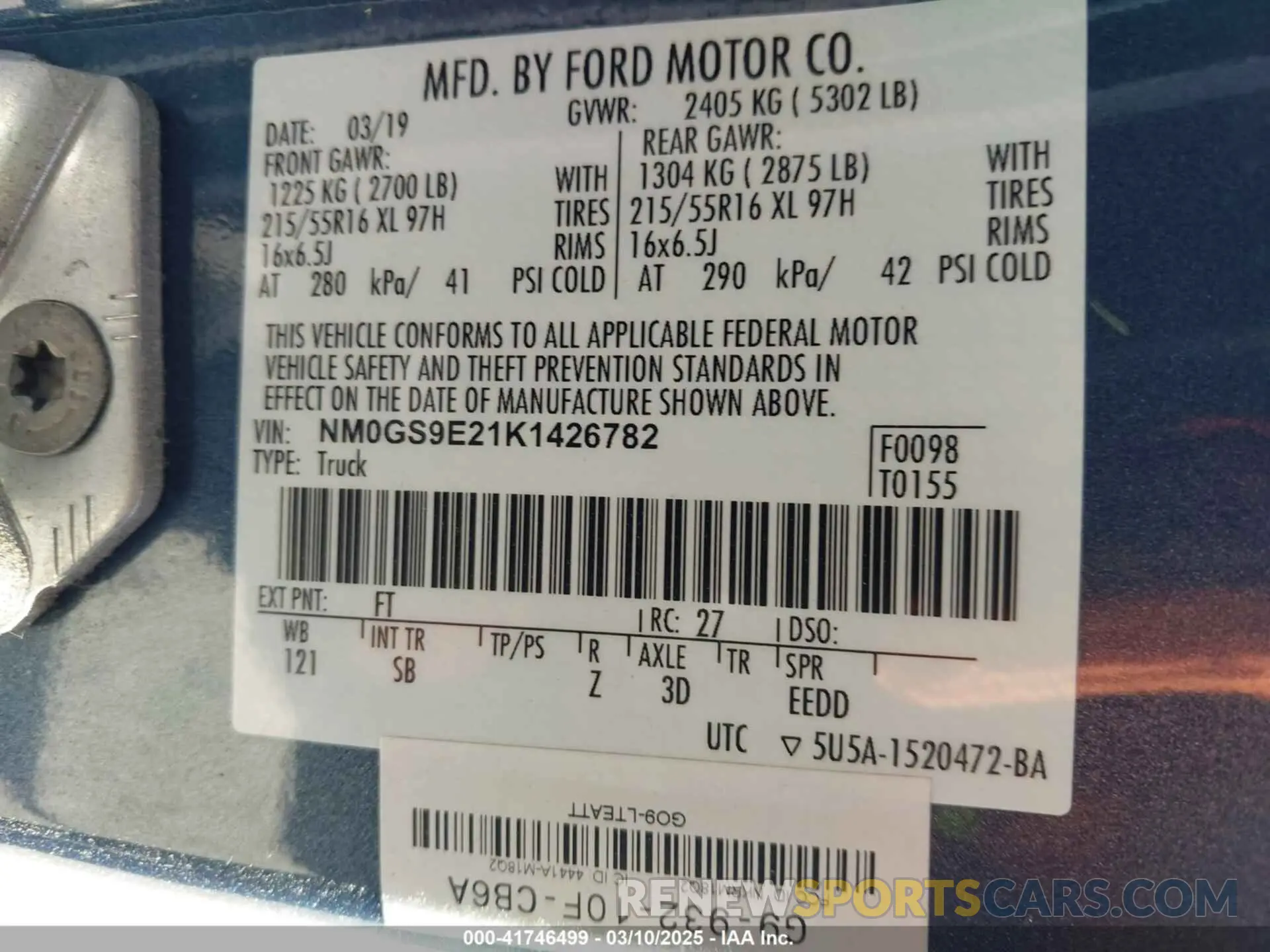 9 Photograph of a damaged car NM0GS9E21K1426782 FORD TRANSIT CONNECT 2019