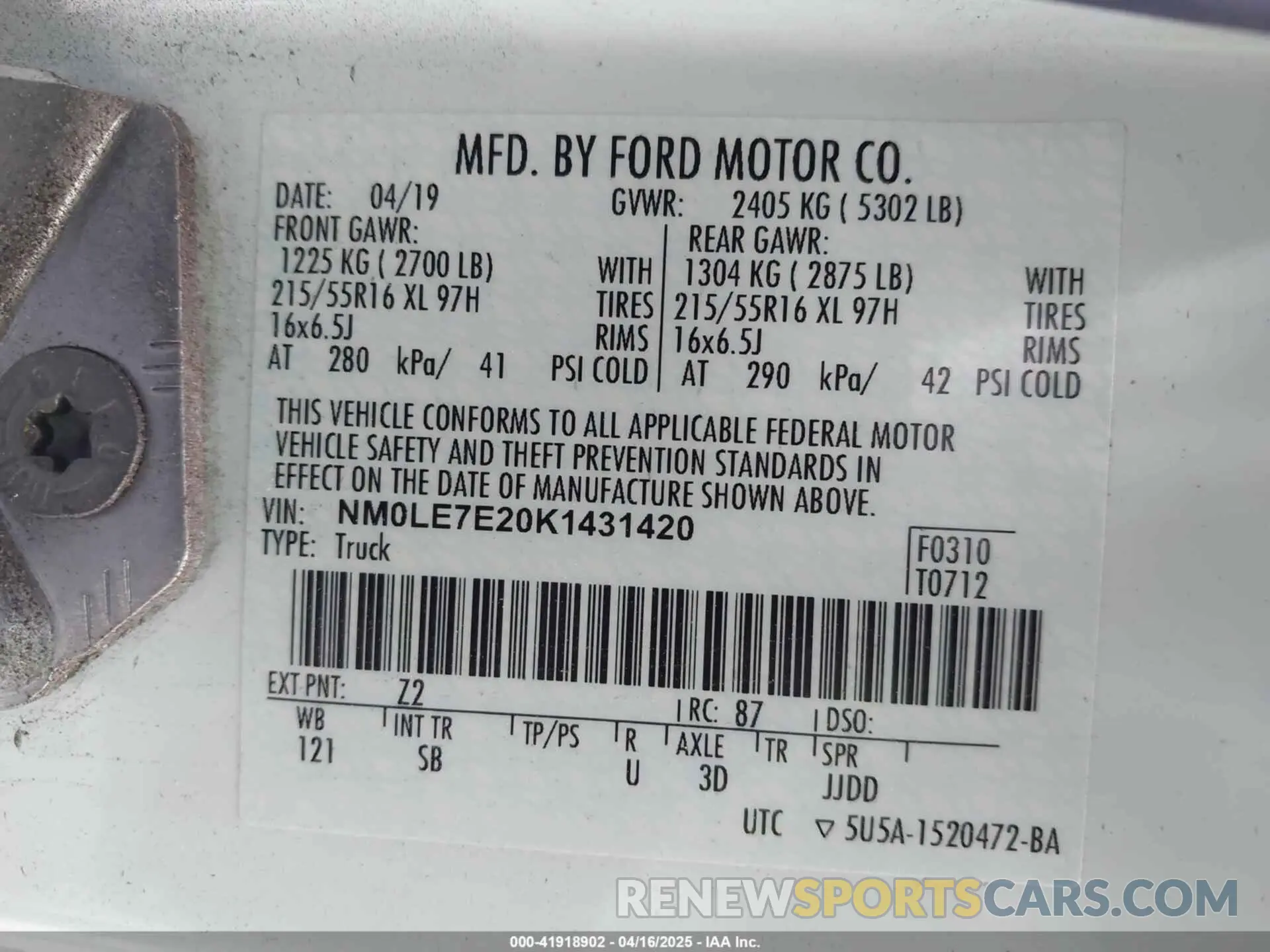 9 Photograph of a damaged car NM0LE7E20K1431420 FORD TRANSIT CONNECT 2019