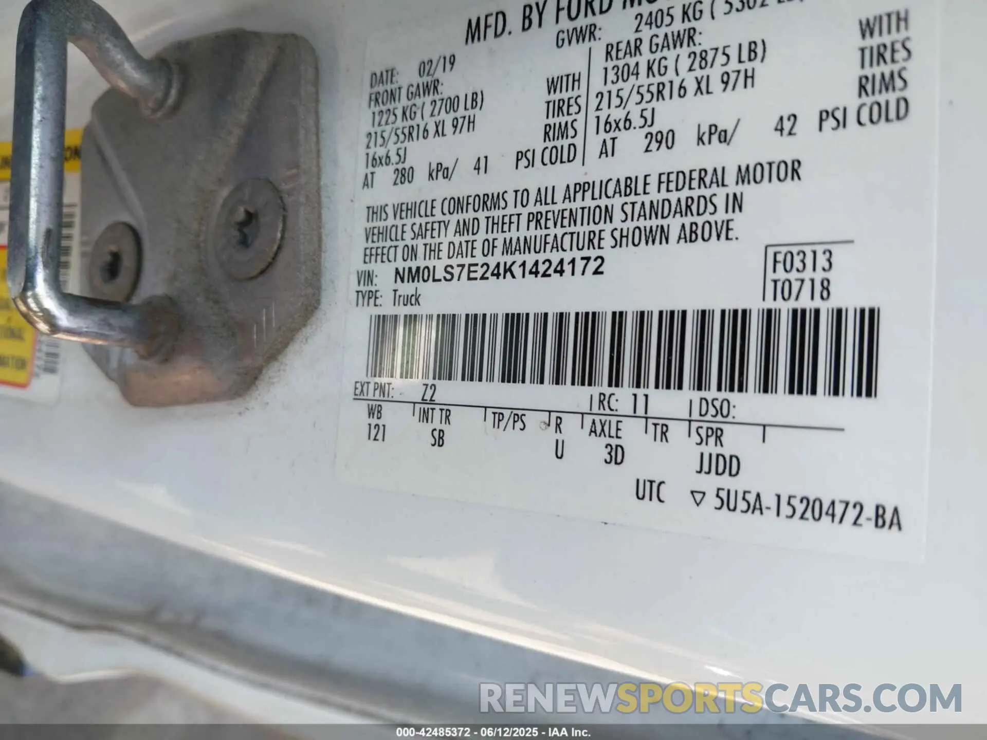 9 Photograph of a damaged car NM0LS7E24K1424172 FORD TRANSIT CONNECT 2019