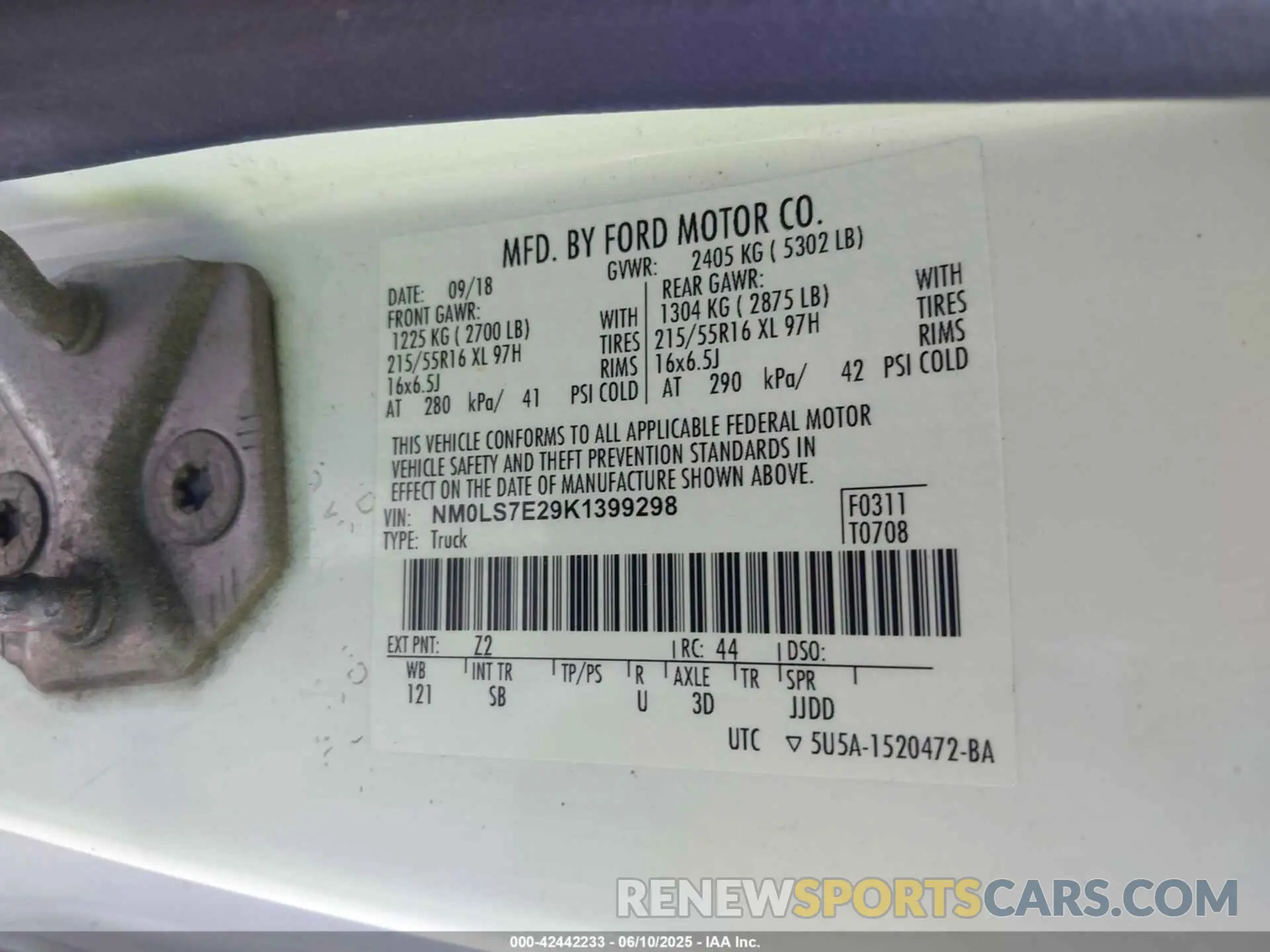 9 Photograph of a damaged car NM0LS7E29K1399298 FORD TRANSIT CONNECT 2019