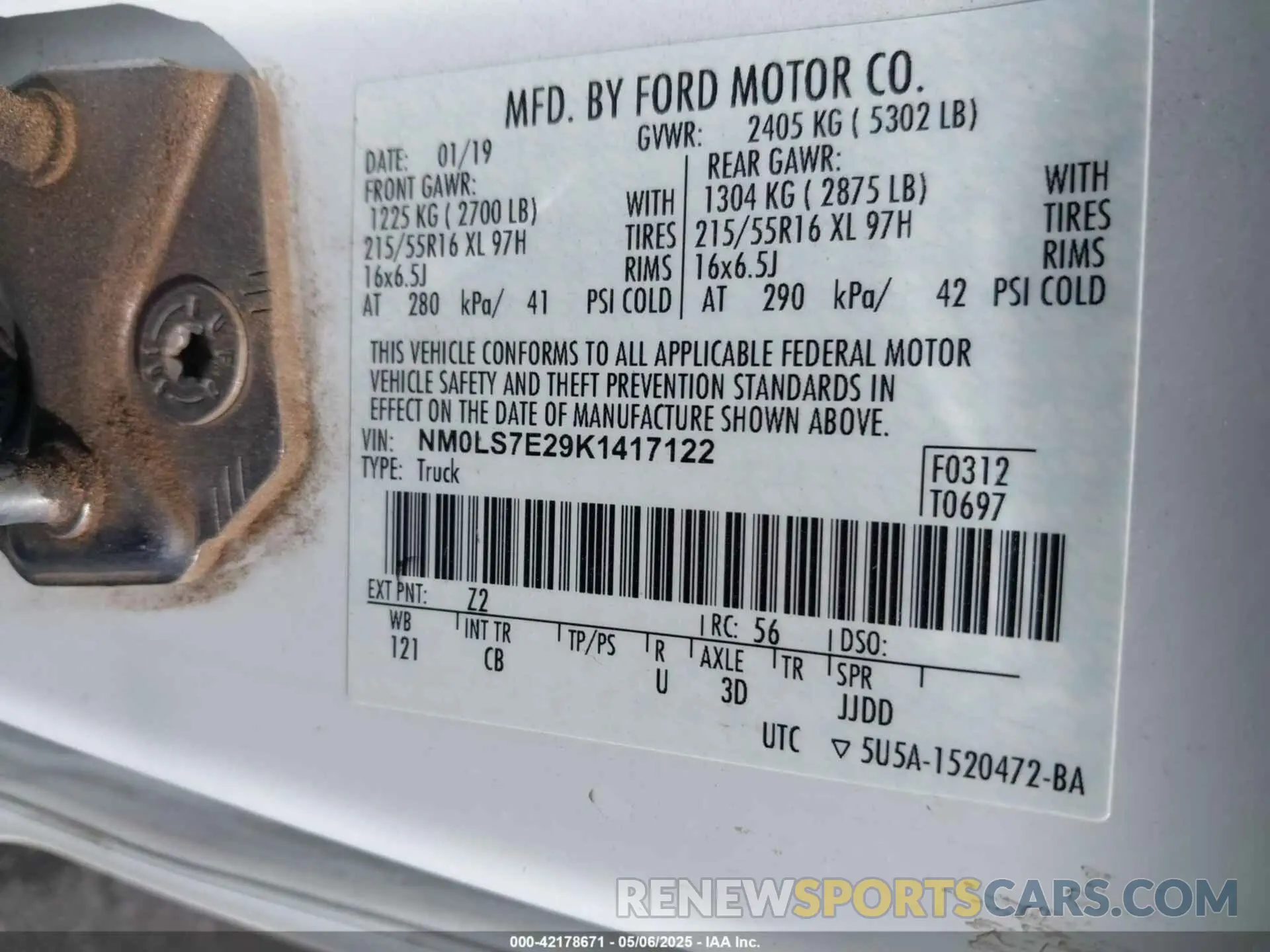 9 Photograph of a damaged car NM0LS7E29K1417122 FORD TRANSIT CONNECT 2019