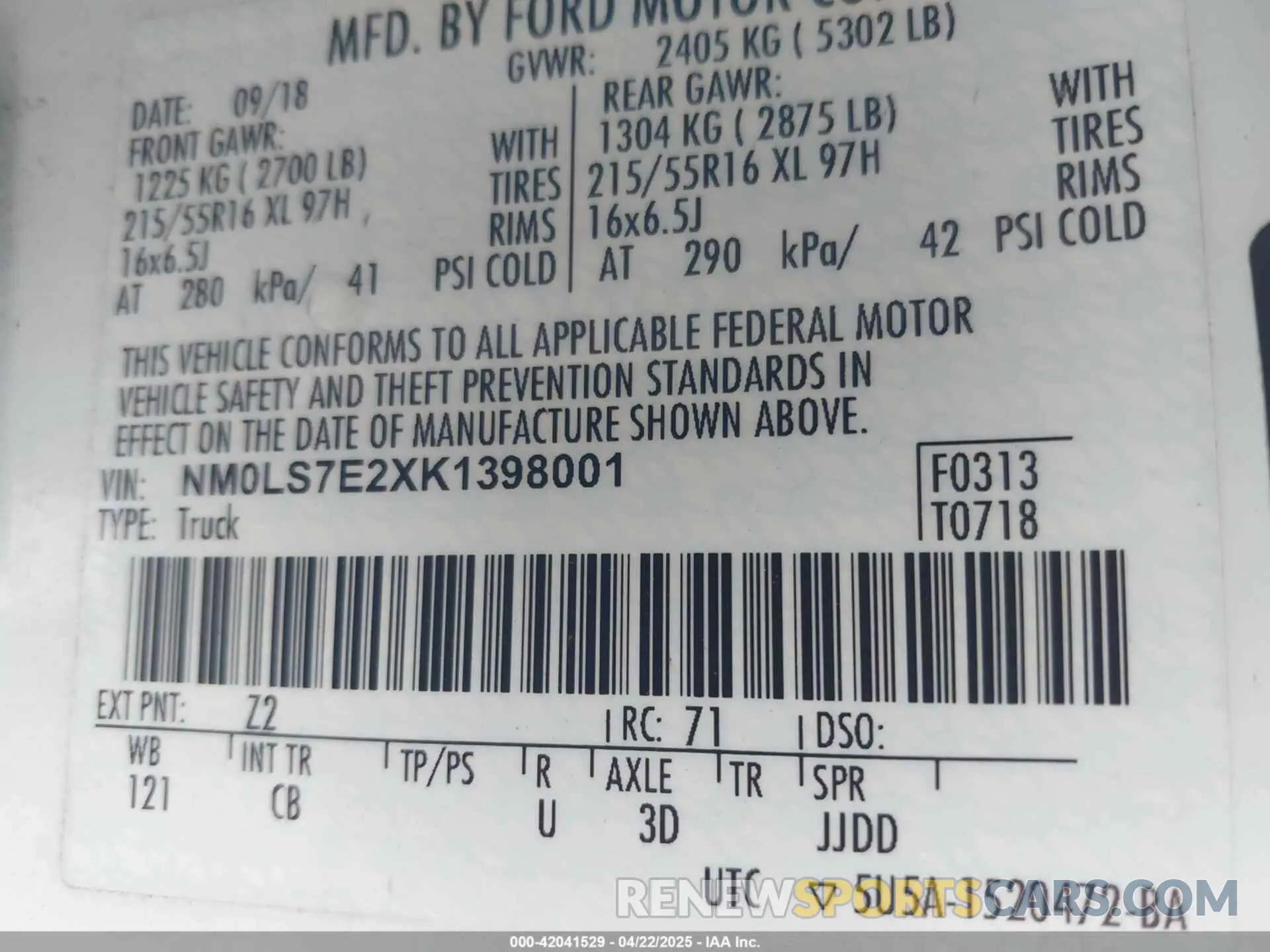 9 Photograph of a damaged car NM0LS7E2XK1398001 FORD TRANSIT CONNECT 2019