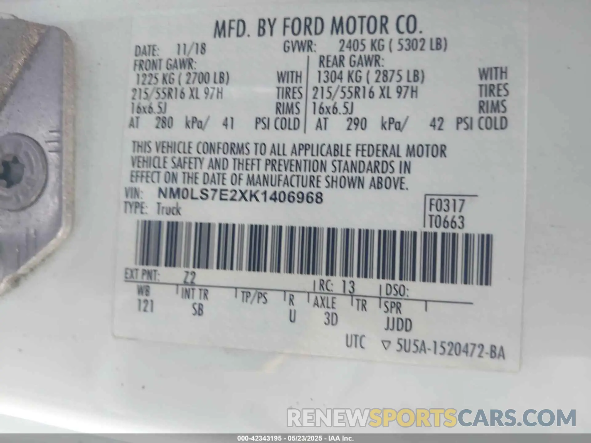 9 Photograph of a damaged car NM0LS7E2XK1406968 FORD TRANSIT CONNECT 2019