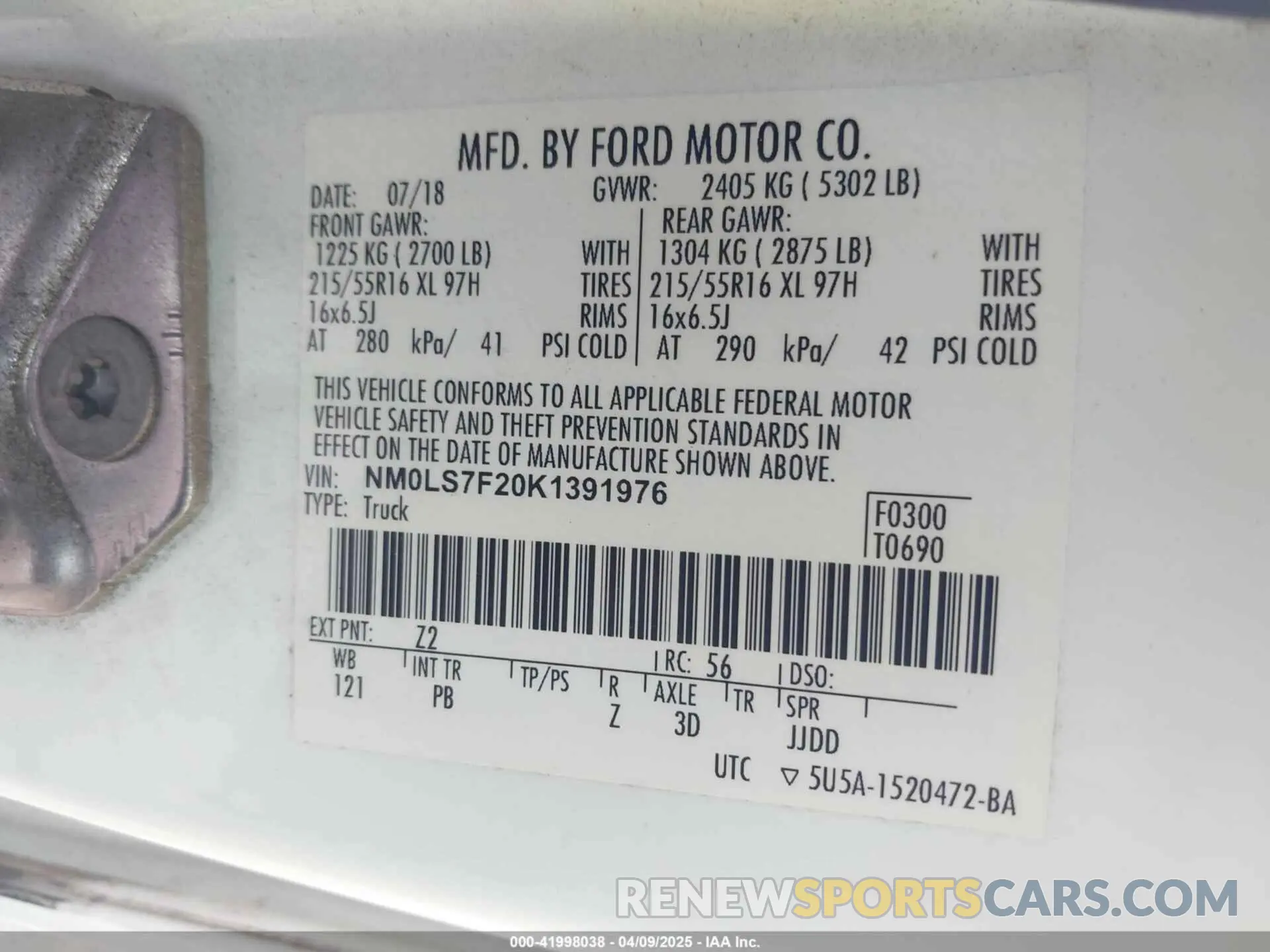 9 Photograph of a damaged car NM0LS7F20K1391976 FORD TRANSIT CONNECT 2019