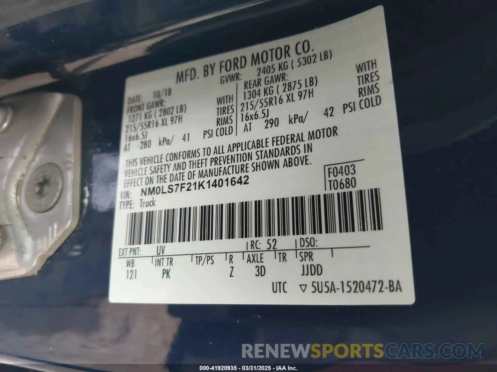 9 Photograph of a damaged car NM0LS7F21K1401642 FORD TRANSIT CONNECT 2019