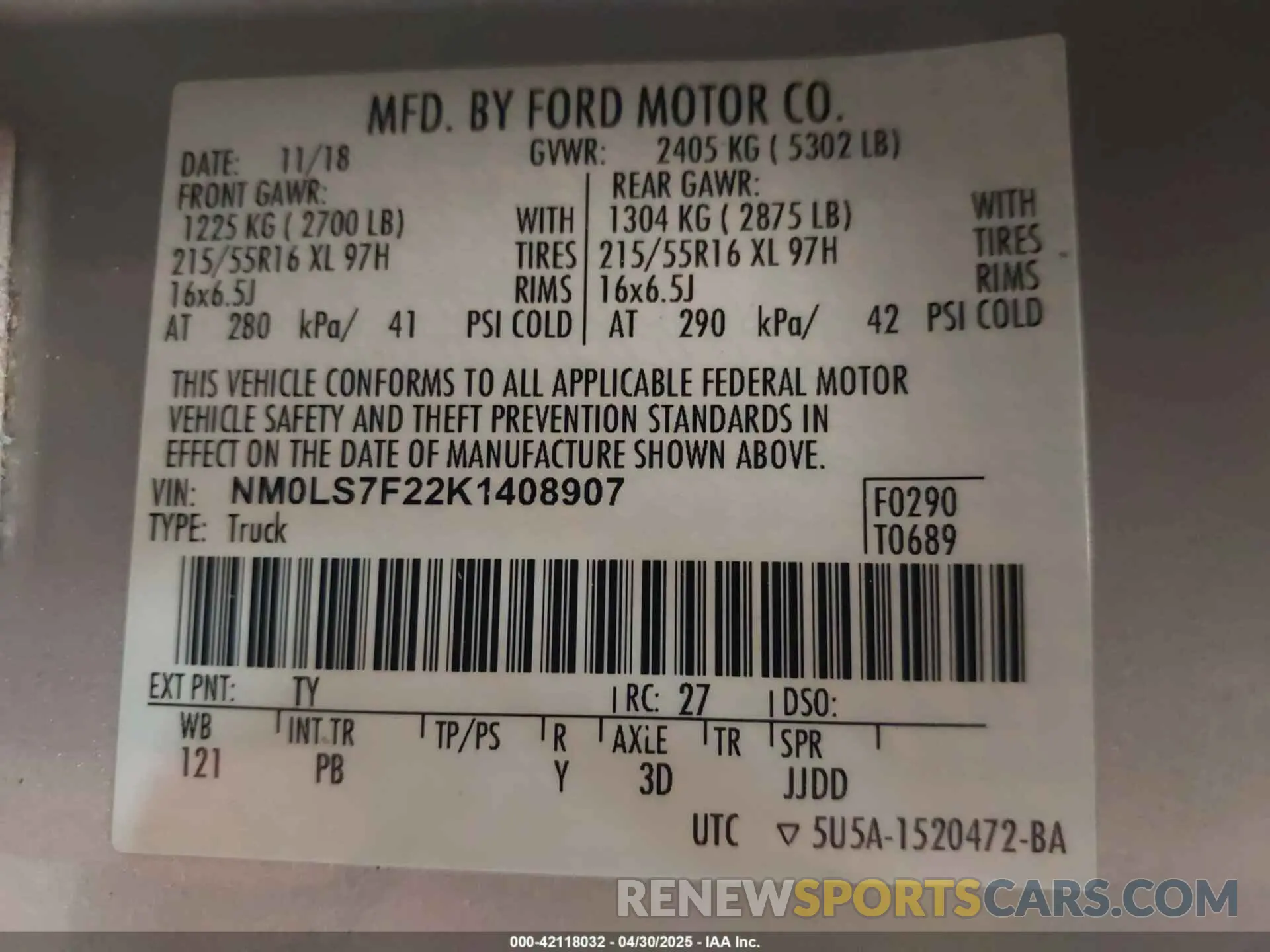 9 Photograph of a damaged car NM0LS7F22K1408907 FORD TRANSIT CONNECT 2019