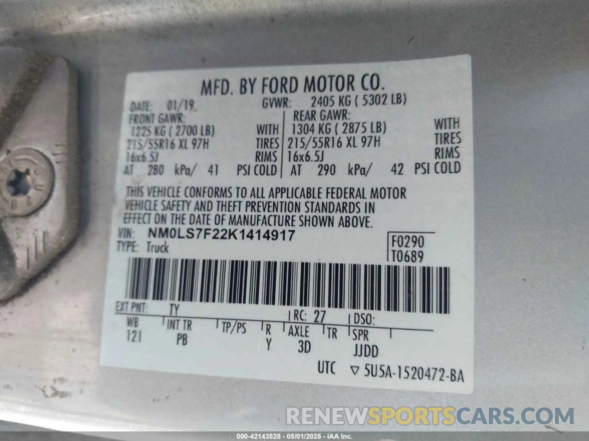 9 Photograph of a damaged car NM0LS7F22K1414917 FORD TRANSIT CONNECT 2019