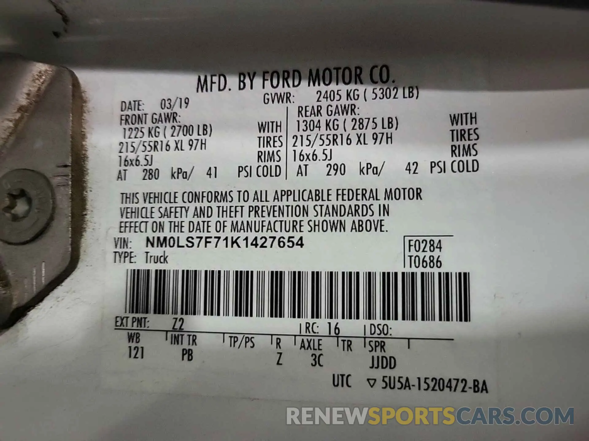 47 Photograph of a damaged car NM0LS7F71K1427654 FORD TRANSIT CONNECT 2019